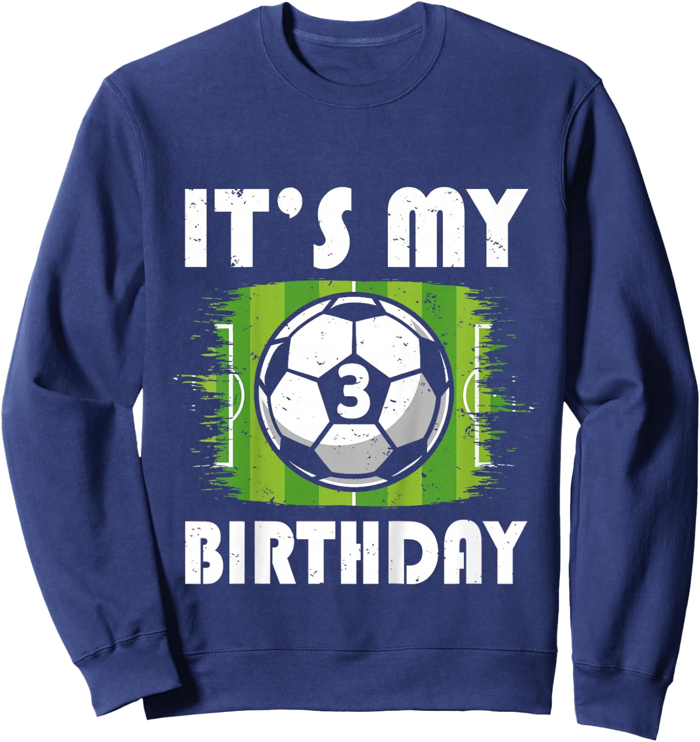 Kids 3 Years Old Kids Soccer Player 3rd Birthday Boy Sweatshirt - Sweatshirt | Navy