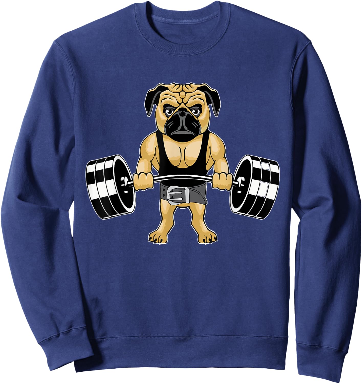 Weightlifting Pug Deadlifting Dog Powerlifting Workout Gym Women Girls Kids Sweatshirt - Sweatshirt | Navy