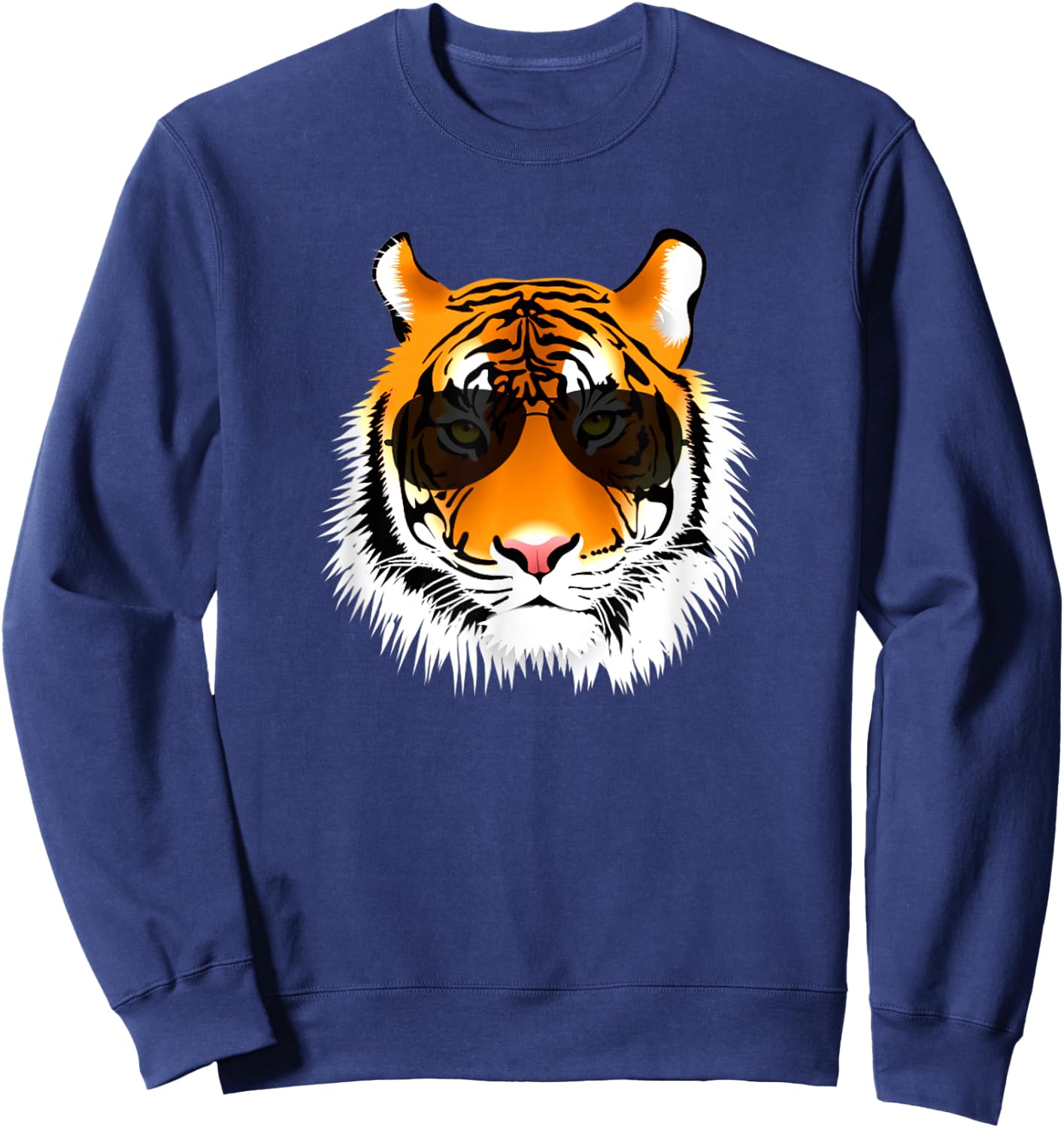 Tiger Design Co Cool Cat Tiger Sunglasses - Adults, Black, Short Sleeve, Size S Sweatshirt - Sweatshirt | Navy
