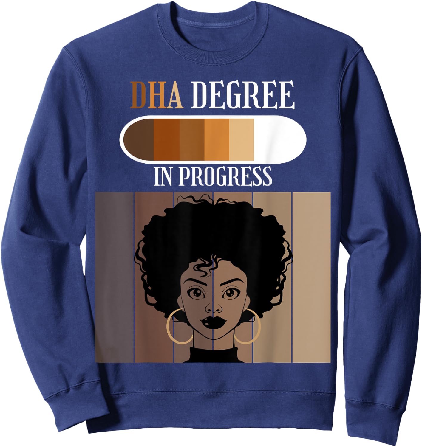 DHA In Progress Doctoral Candidate Student Black Afro Sweatshirt - Sweatshirt | Navy
