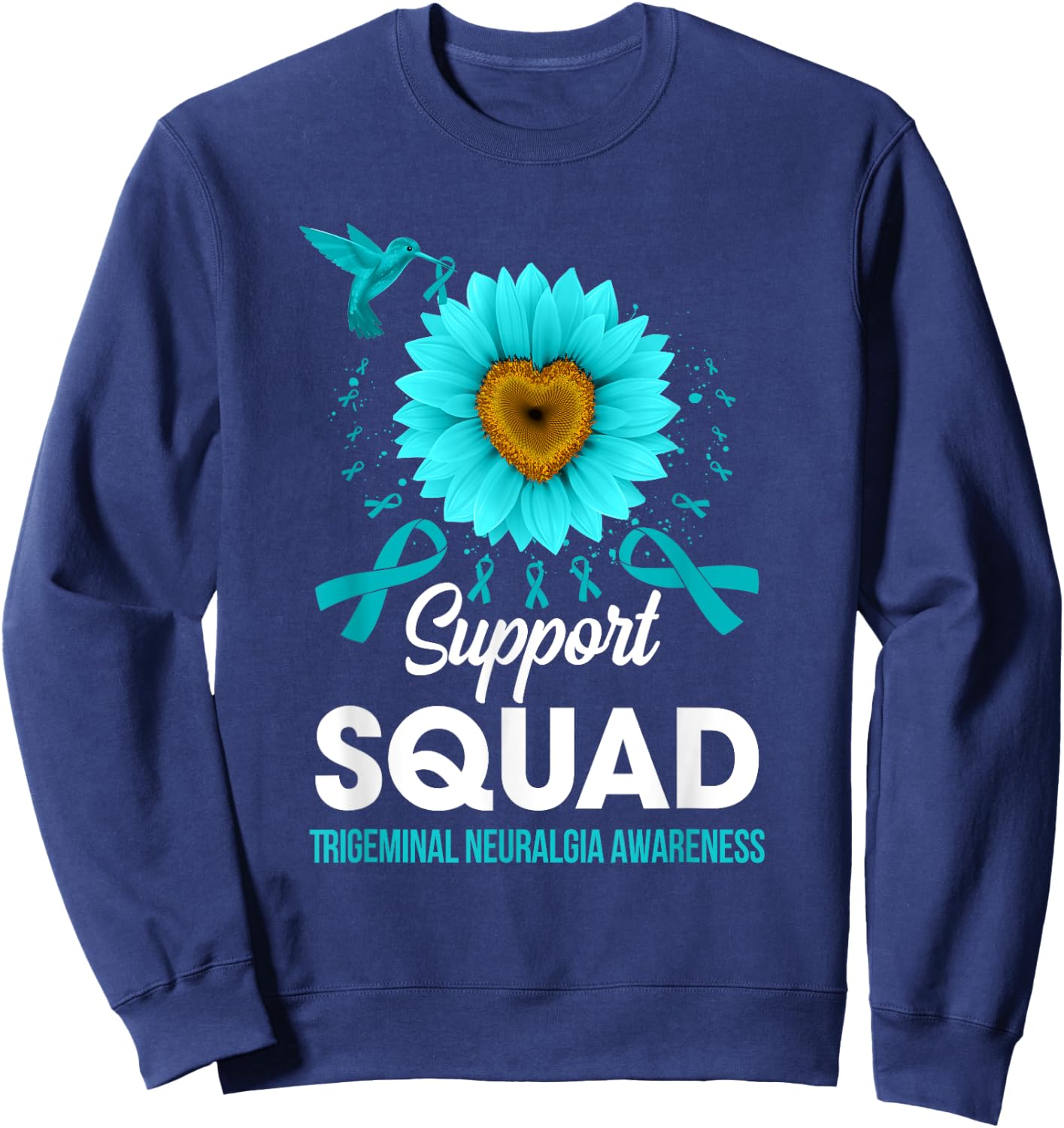 Support Squad Trigeminal Neuralgia Awareness Hummingbird Sweatshirt - Sweatshirt | Navy