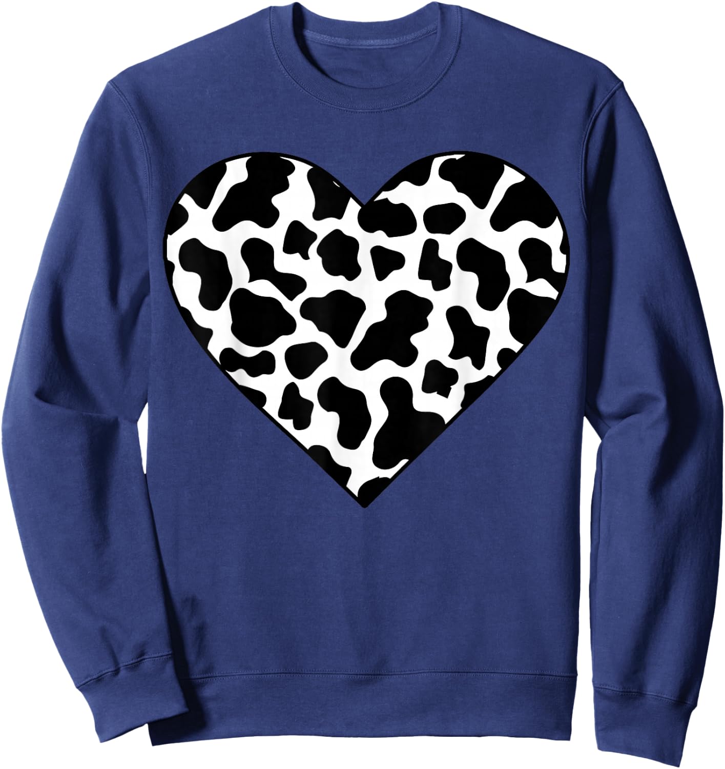 Cow-Print Heart T Shirt Women Heifer Farm Mom Mothers Day Sweatshirt - Sweatshirt | Navy