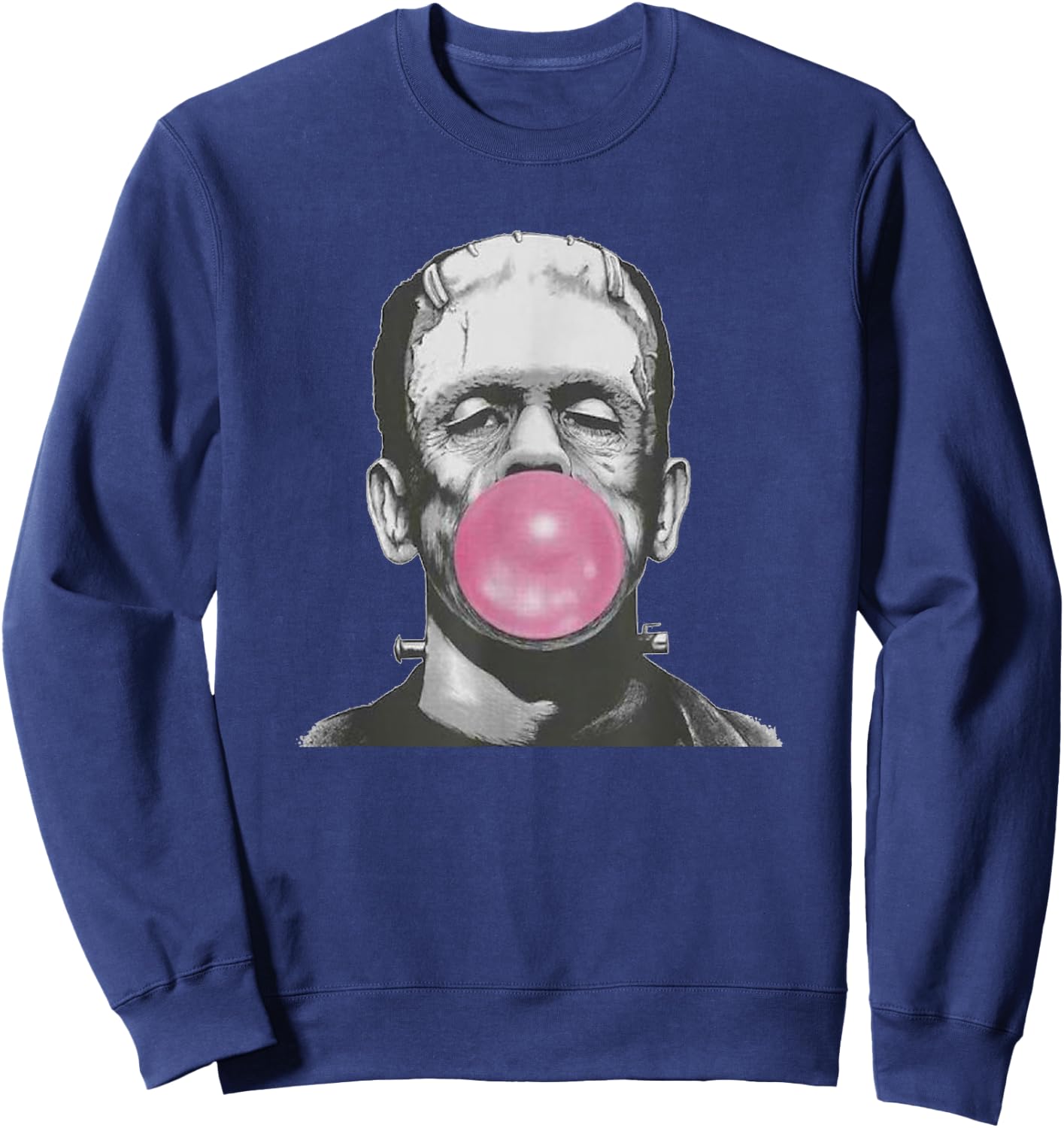 Frankenstein Monster with Pink Bubblegum Bubble Sweatshirt - Sweatshirt | Navy