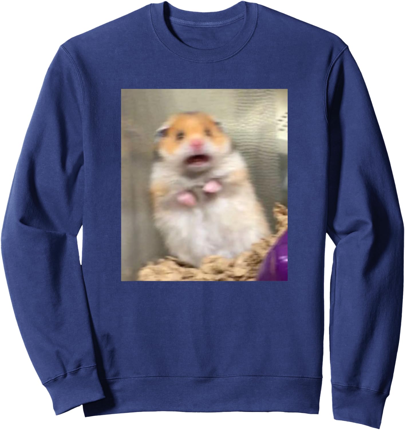 Scared Hamster Meme Funny Pet Owner Dank Trendy Sweatshirt - Sweatshirt | Navy