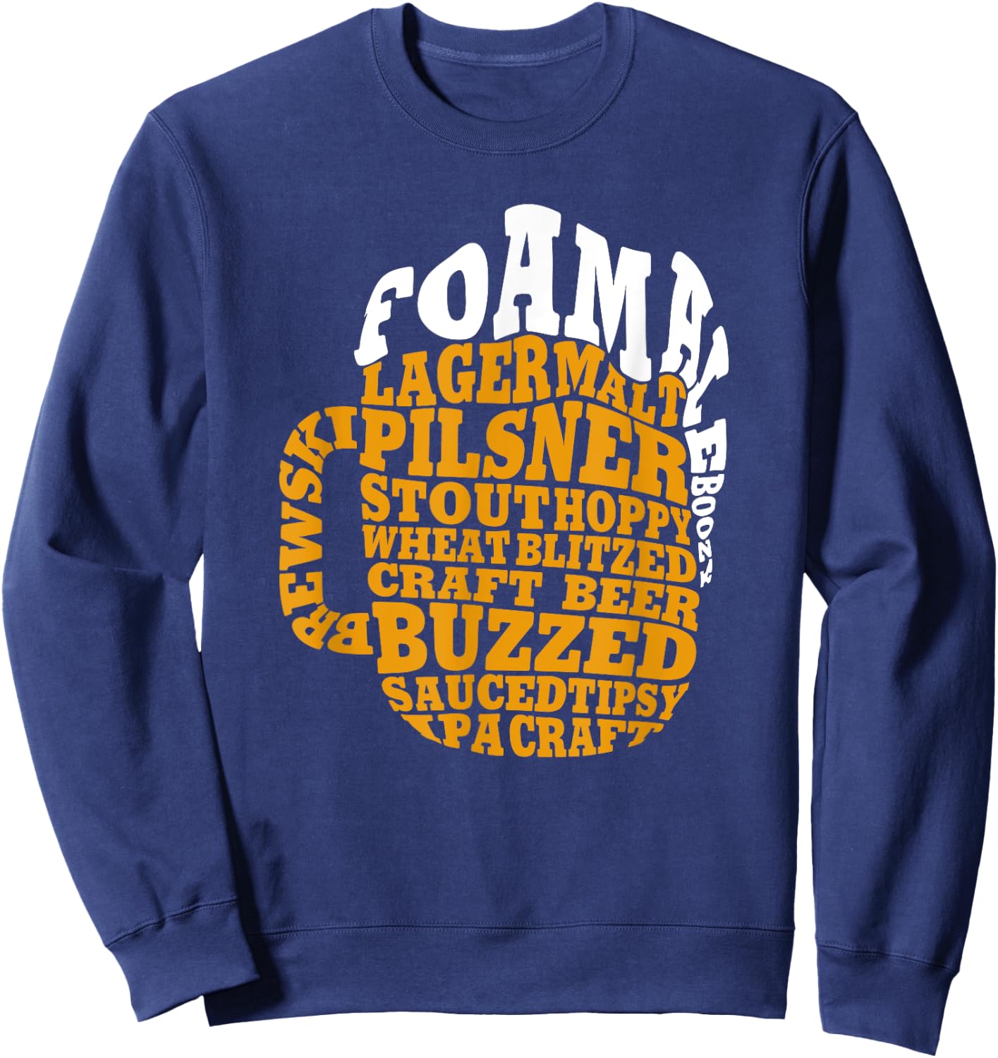 Beer Drinker Typography Word Art Sweatshirt - Sweatshirt | Navy