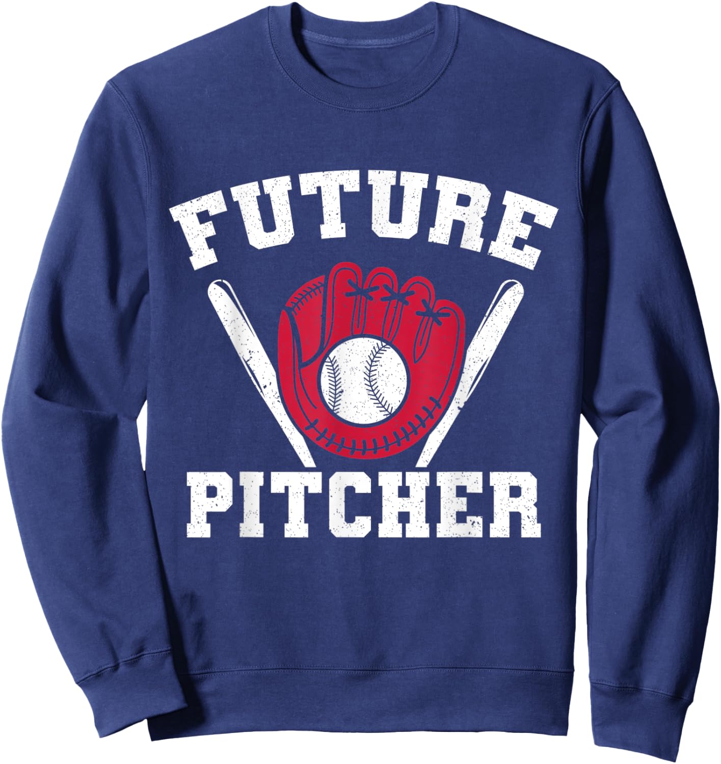 Baseball Bat Future Pitcher Kids Game Baseball Player Sweatshirt - Sweatshirt | Navy