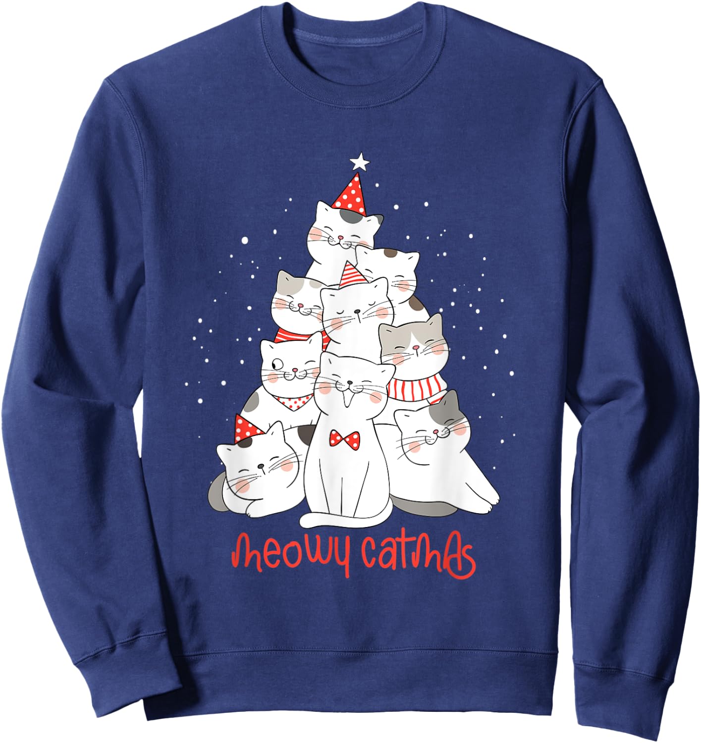 Cat Kitten meowy catmas Xmas Santa Claus Christmas Cats Sweatshirt - Sweatshirt | Navy