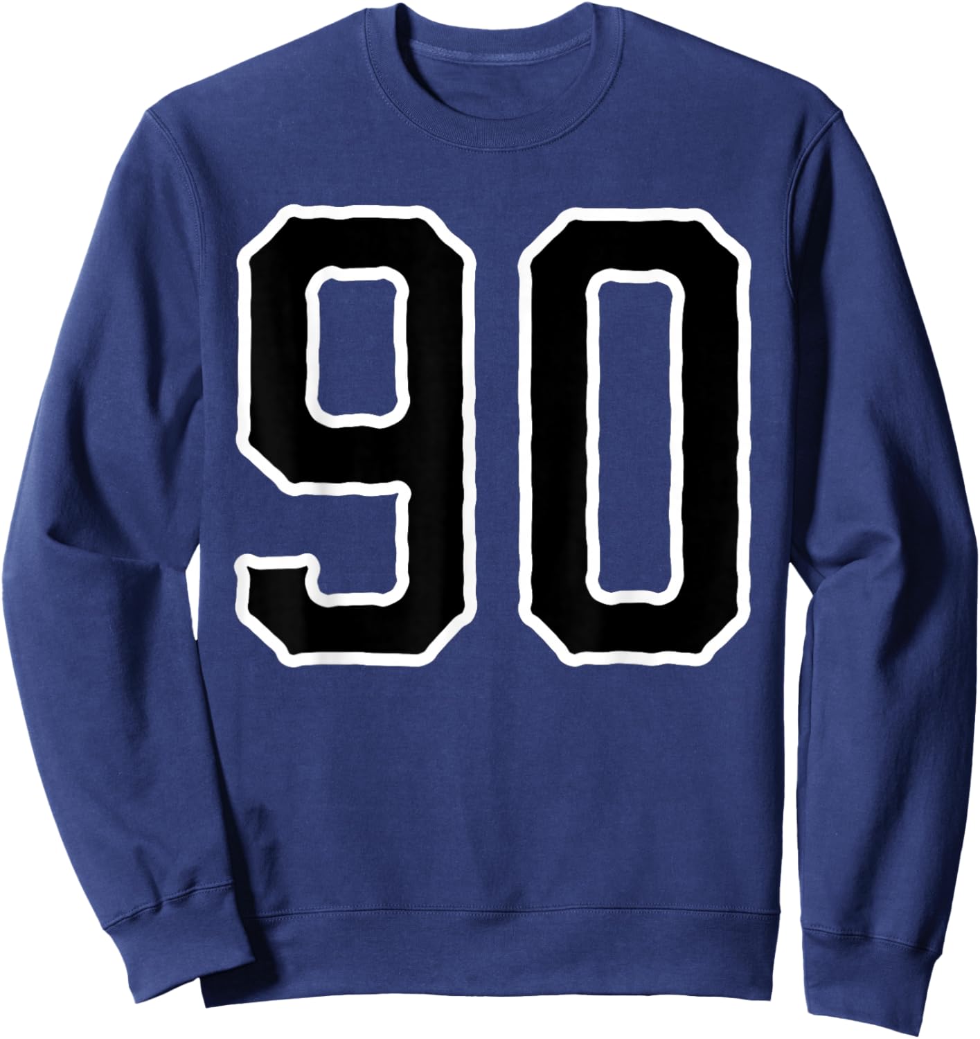Number #90 White Black Sports Team Varsity Number 90 Sweatshirt - Sweatshirt | Navy