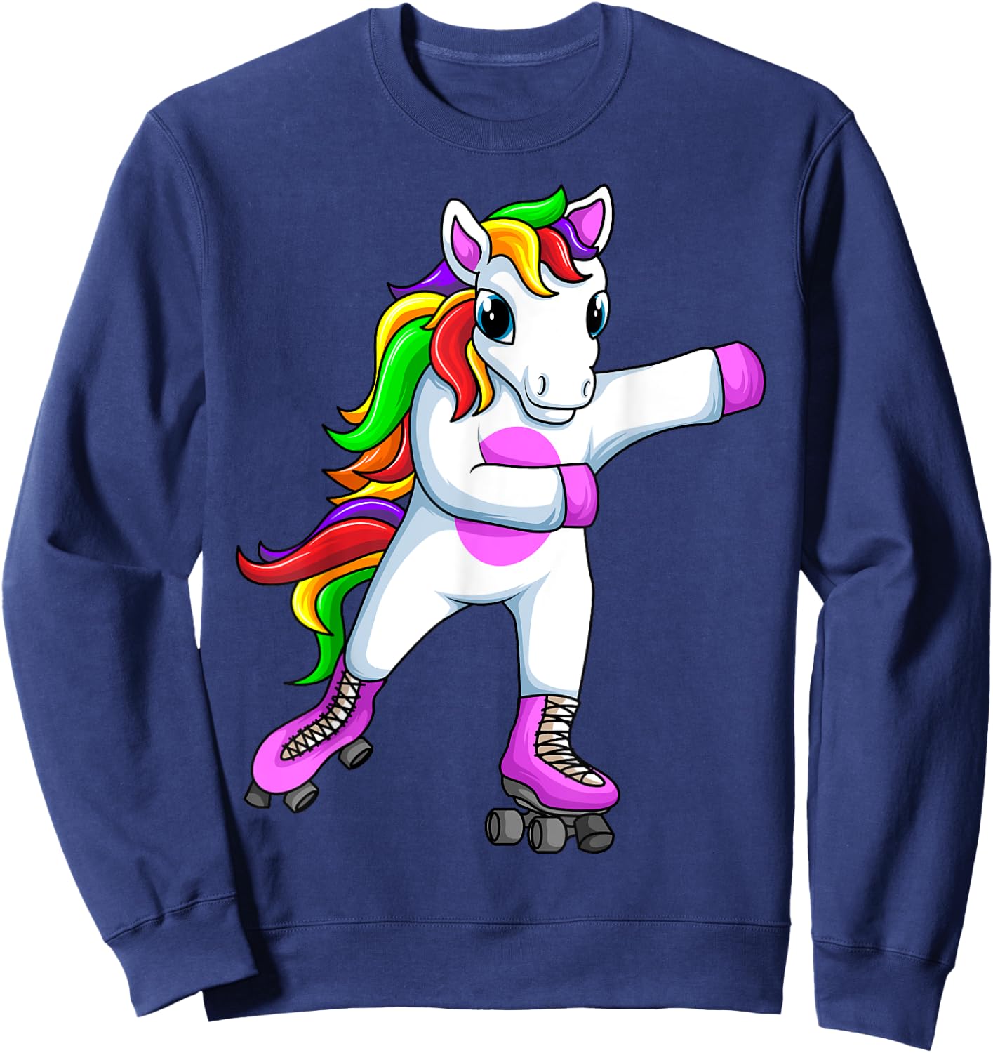 Roller Girl Unicorn Roller Skates Skating Funny Girls Sweatshirt - Sweatshirt | Navy