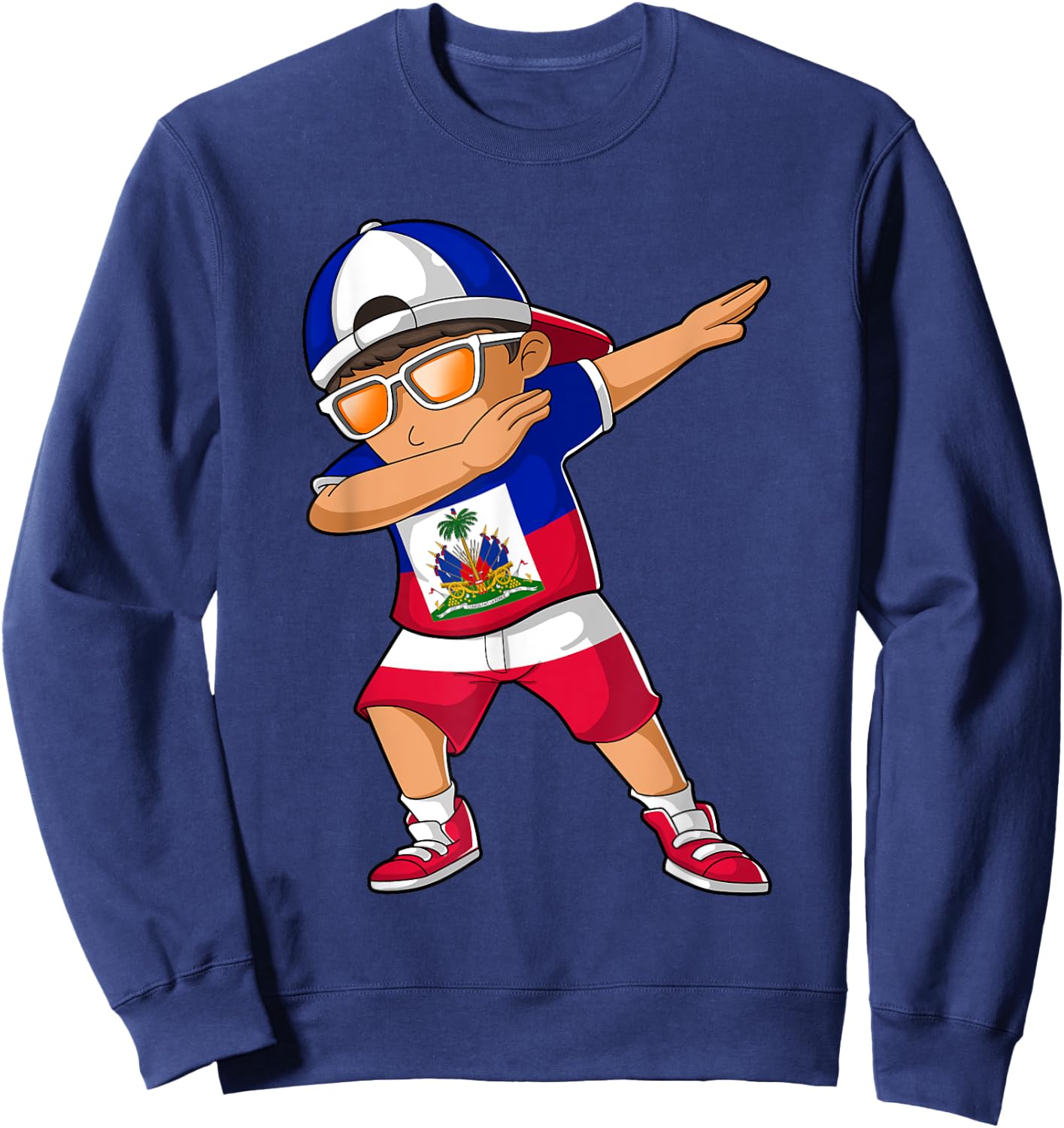 Half Haitian Half Polish Boy Haiti Poland Flag Sweatshirt - Sweatshirt | Navy