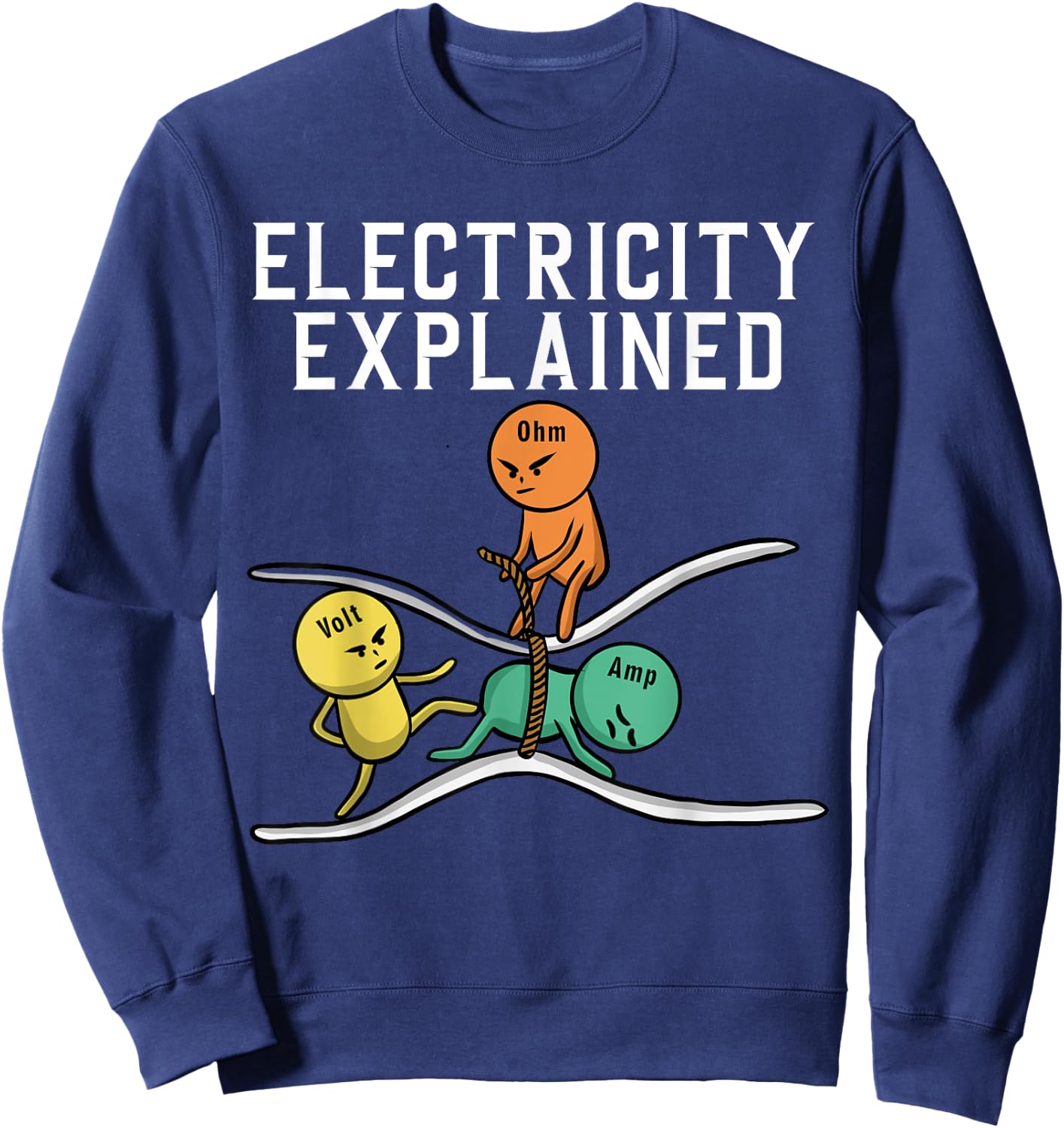 Funny Electrician Women Electricity Engineer Nerd Sweatshirt - Sweatshirt | Navy