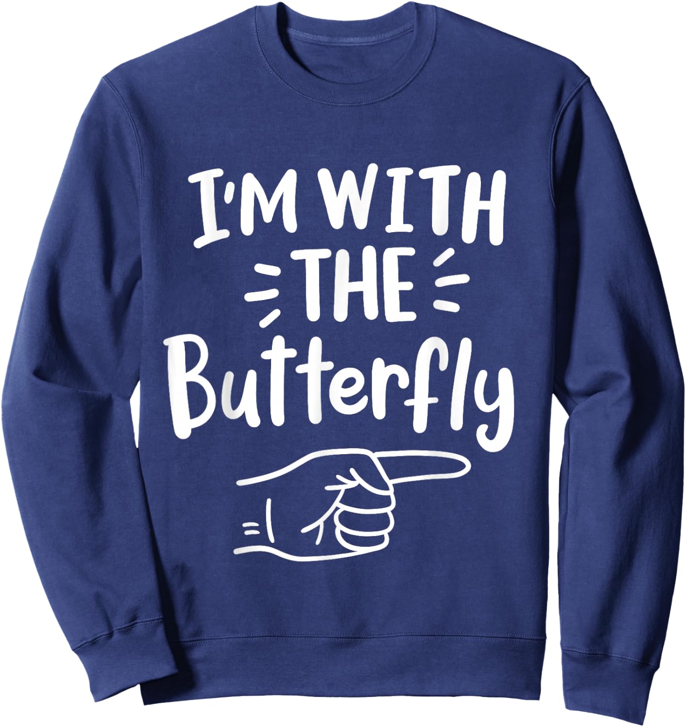 I'm With The Butterfly Halloween Costume Party Couples Sweatshirt - Sweatshirt | Navy