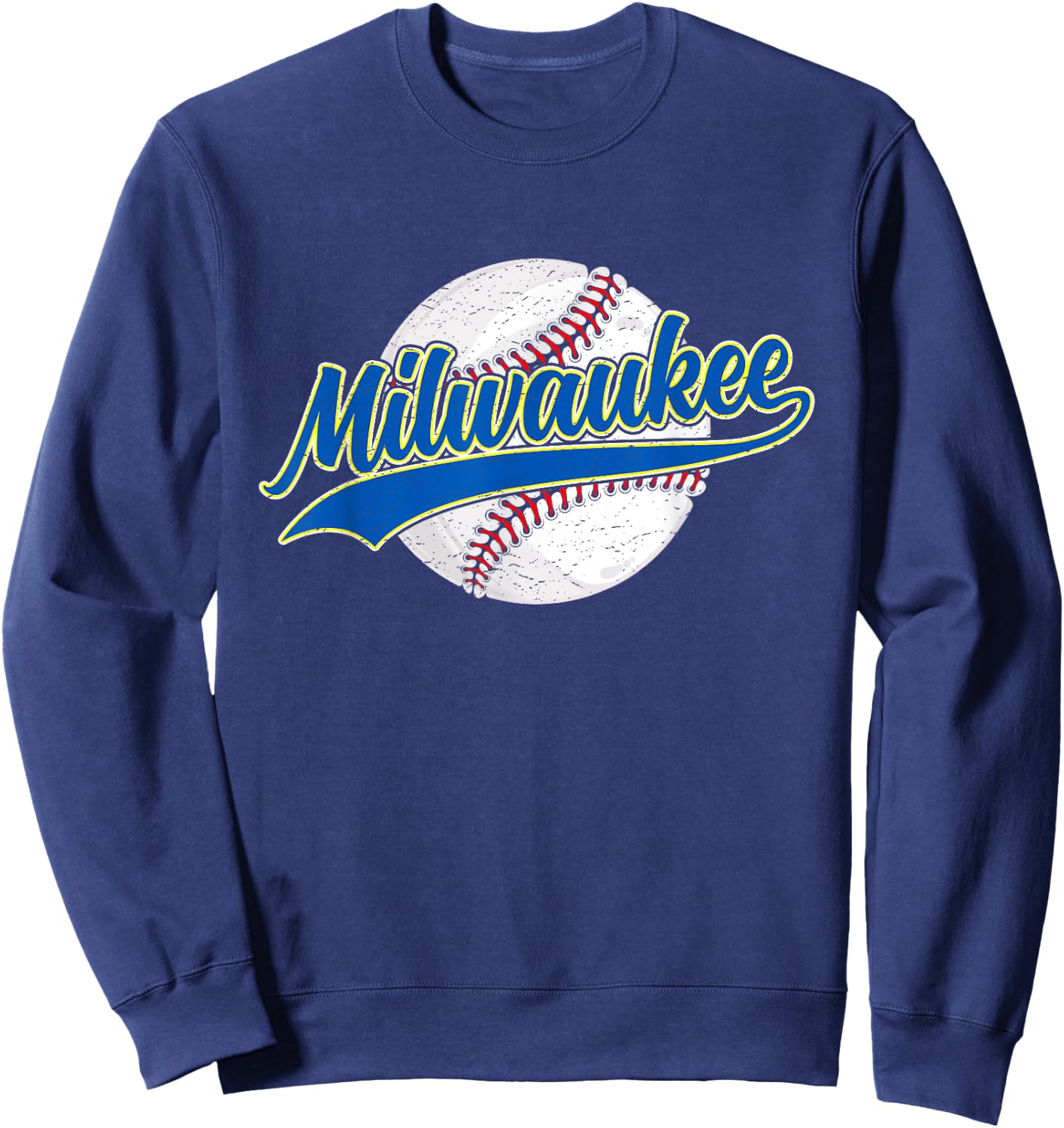 Milwaukee City Vintage Baseball Lover Retro Men Women Sweatshirt - Sweatshirt | Navy