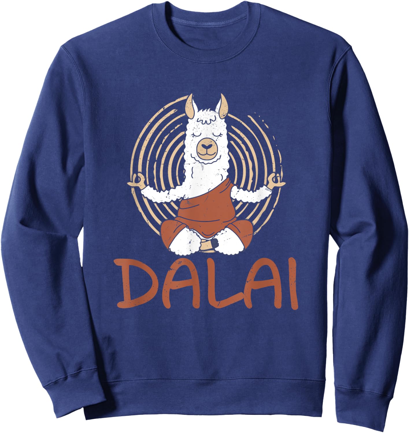 Dalai Lama Llama Does Yoga Meditation With Buddhism Alpaca Sweatshirt - Sweatshirt | Navy