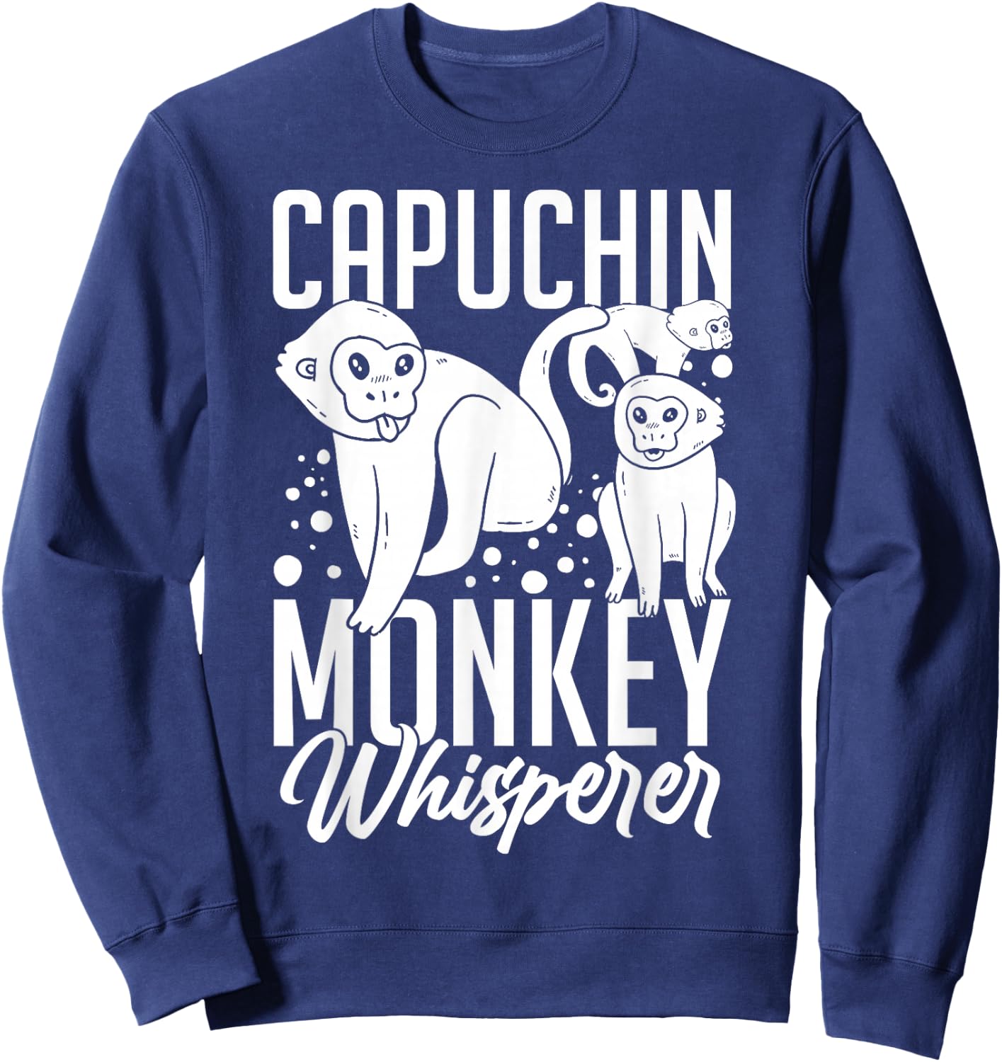 Capuchin Monkey Funny Cute Cage Food Animal Sweatshirt - Sweatshirt | Navy