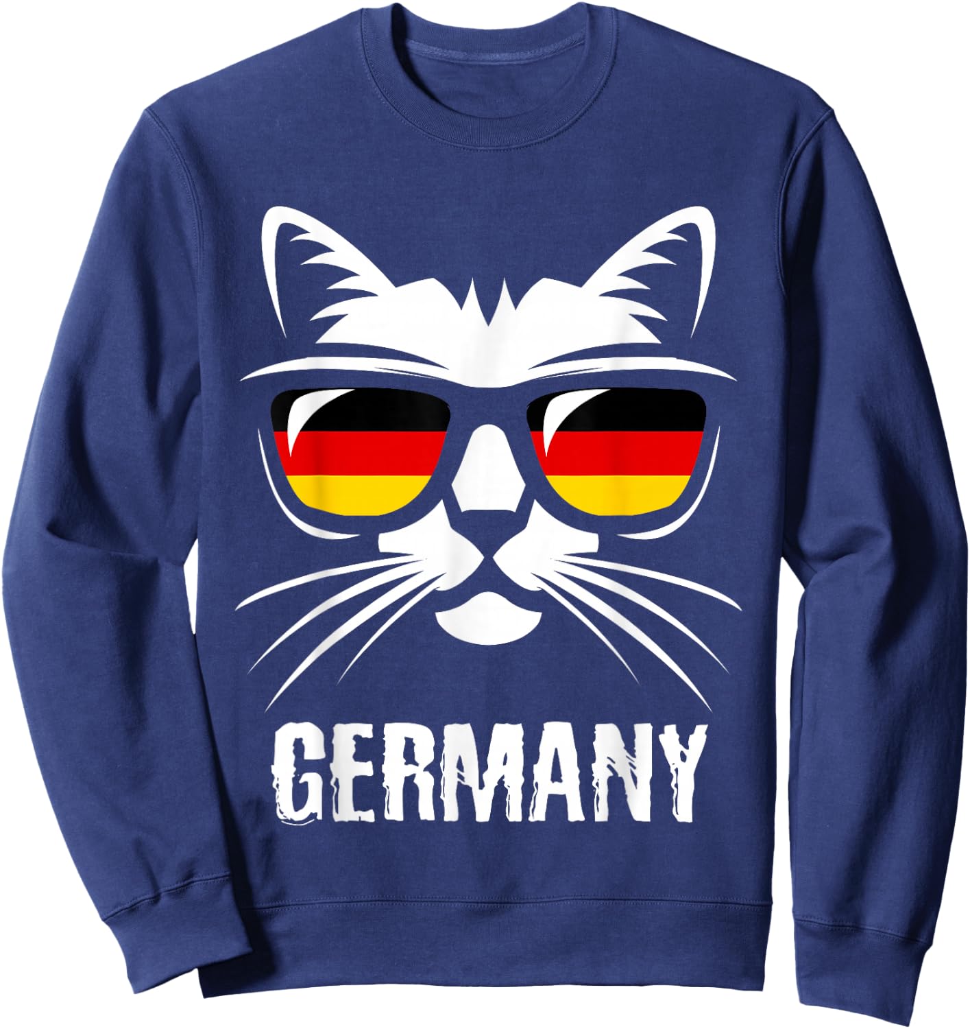 Funny Cat German Flag Germany Sweatshirt - Sweatshirt | Navy