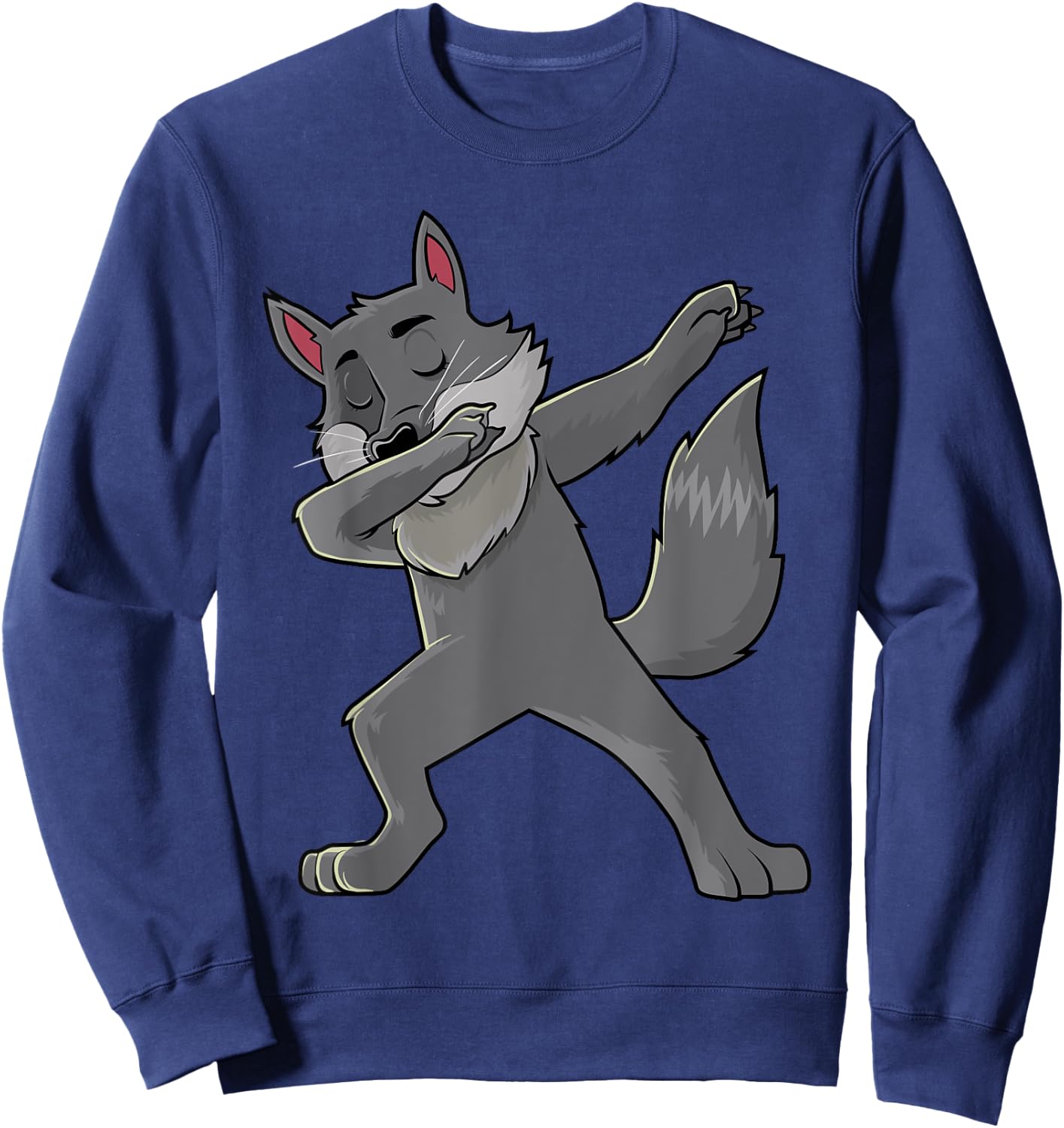 Dabbing Wolf Wolves Animal Lover Men Women Kids Sweatshirt - Sweatshirt | Navy