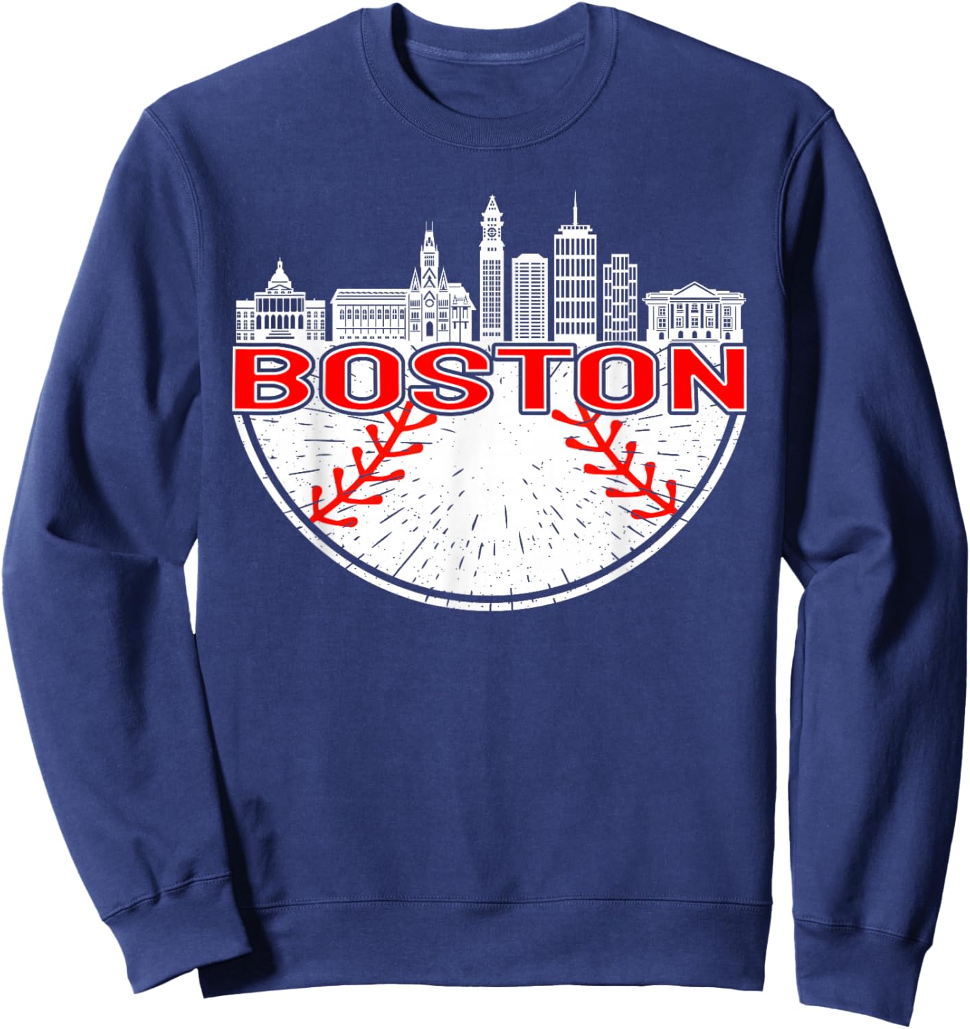 Vintage Style Boston Baseball and Men Sweatshirt - Sweatshirt | Navy