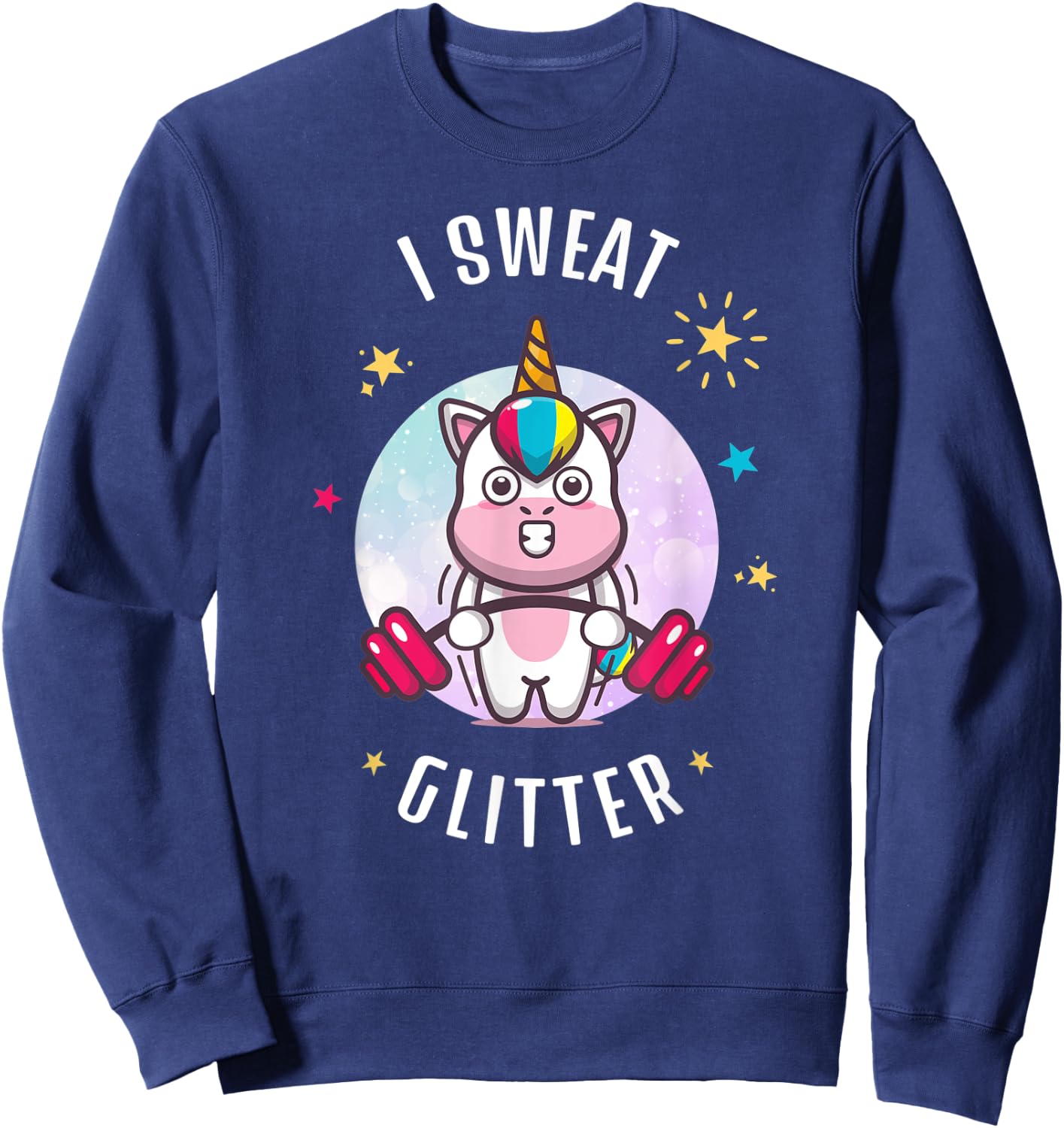 I Sweat Glitter - Funny Unicorn Sassy Fitness Workout Sweatshirt - Sweatshirt | Navy