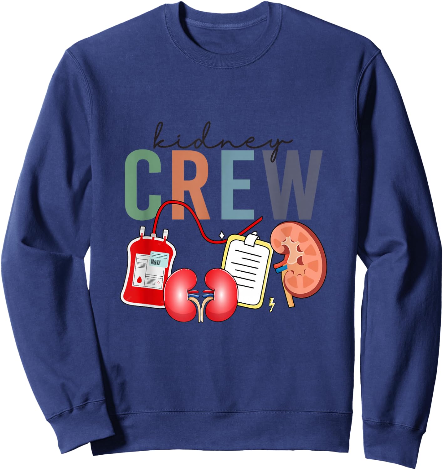 Kidney Crew Vintage Dialysis Technician Nephrology Nurse Sweatshirt - Sweatshirt | Navy