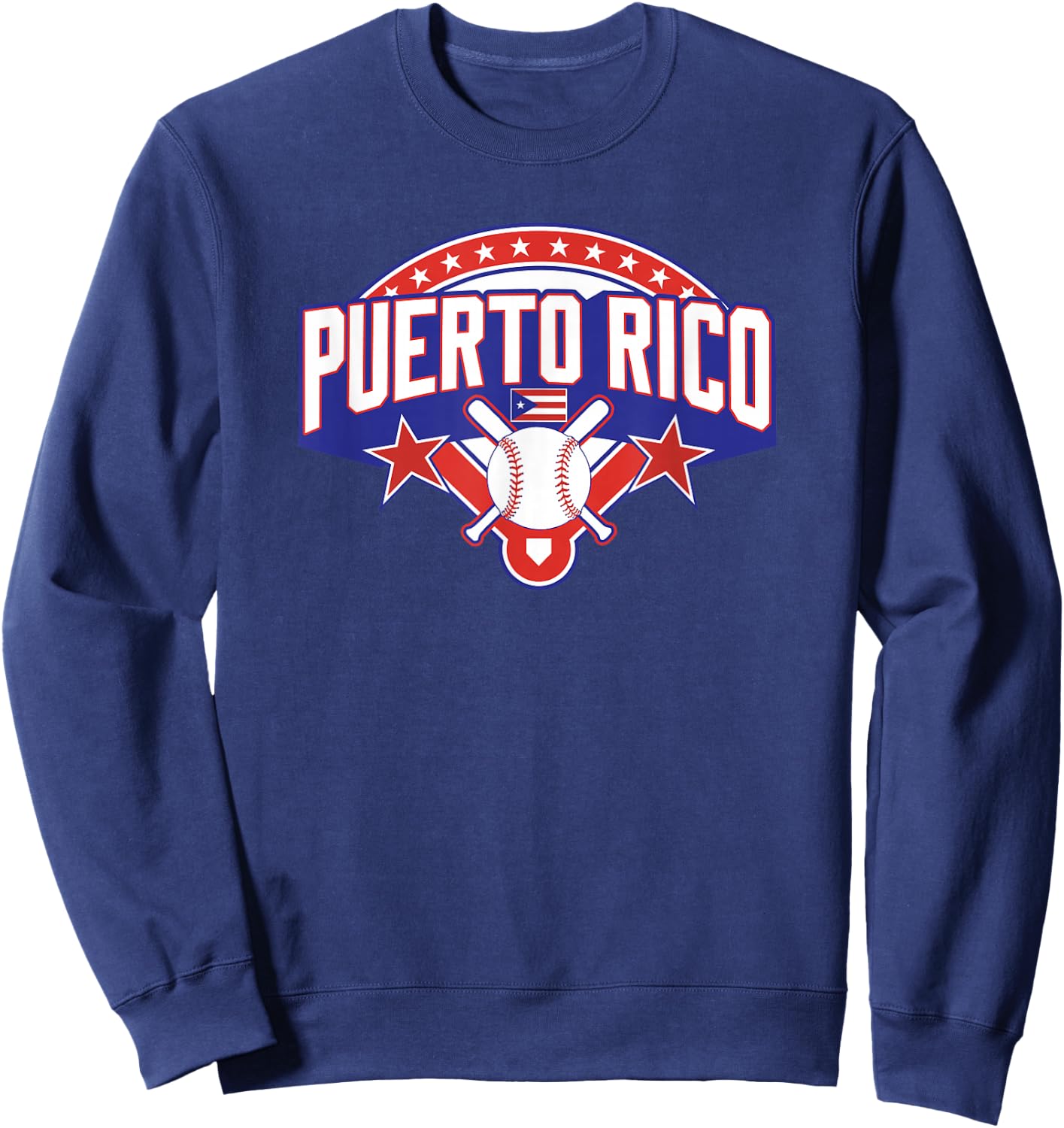 Puerto Rico Baseball Puerto Rican Flag Sweatshirt - Sweatshirt | Navy