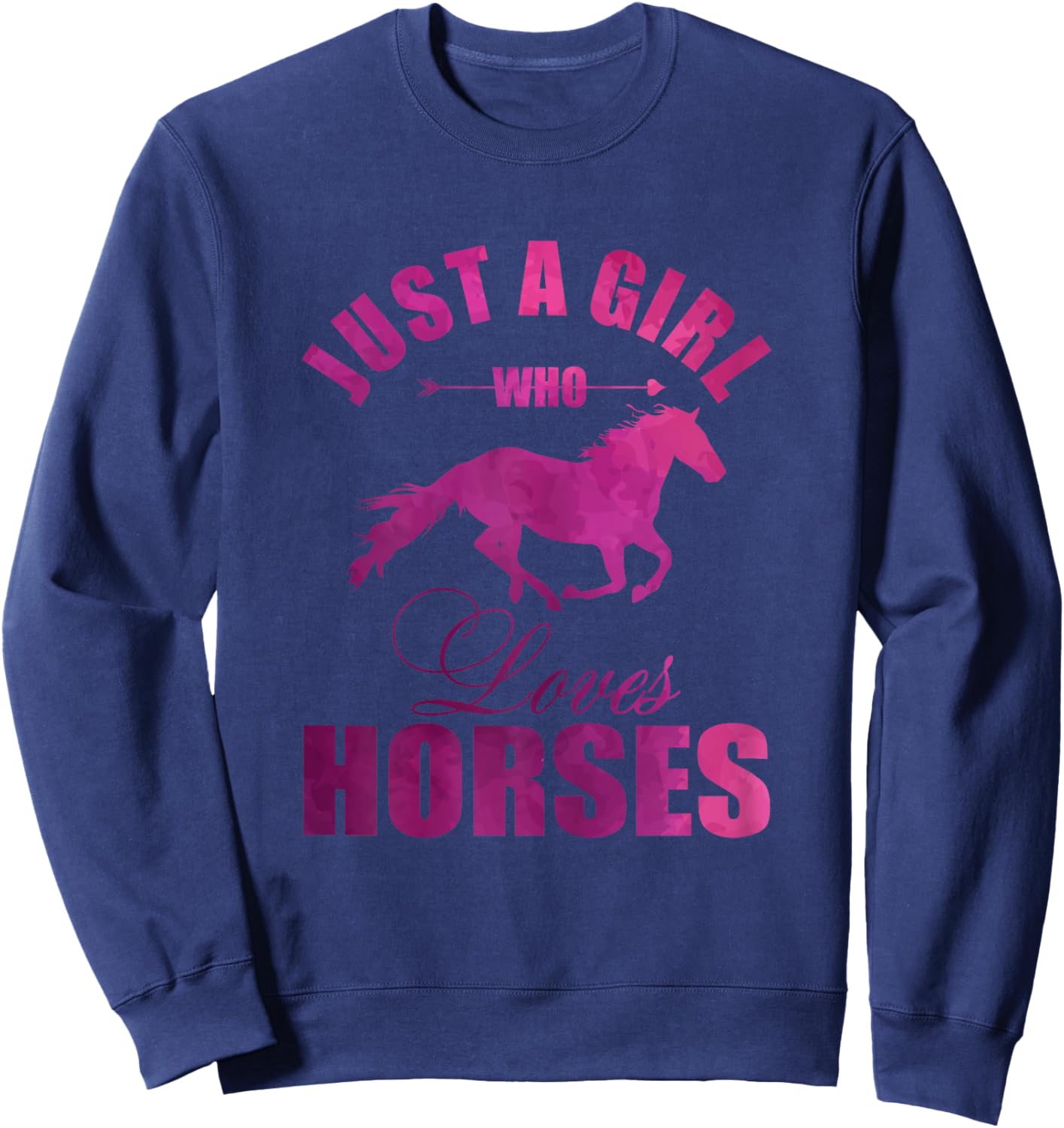 Just A Girl Who Loves Horses Watercolor Horse Sweatshirt - Sweatshirt | Navy