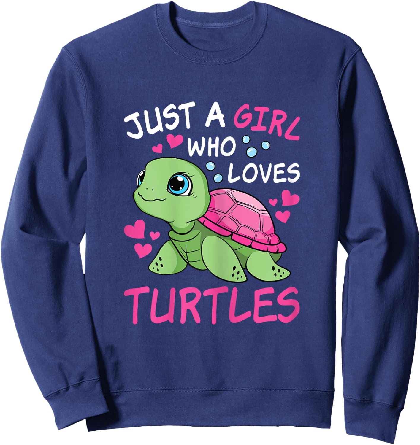 Just A Girl Who Loves Turtles Ocean Animal Sea Turtle Kids Sweatshirt - Sweatshirt | Navy