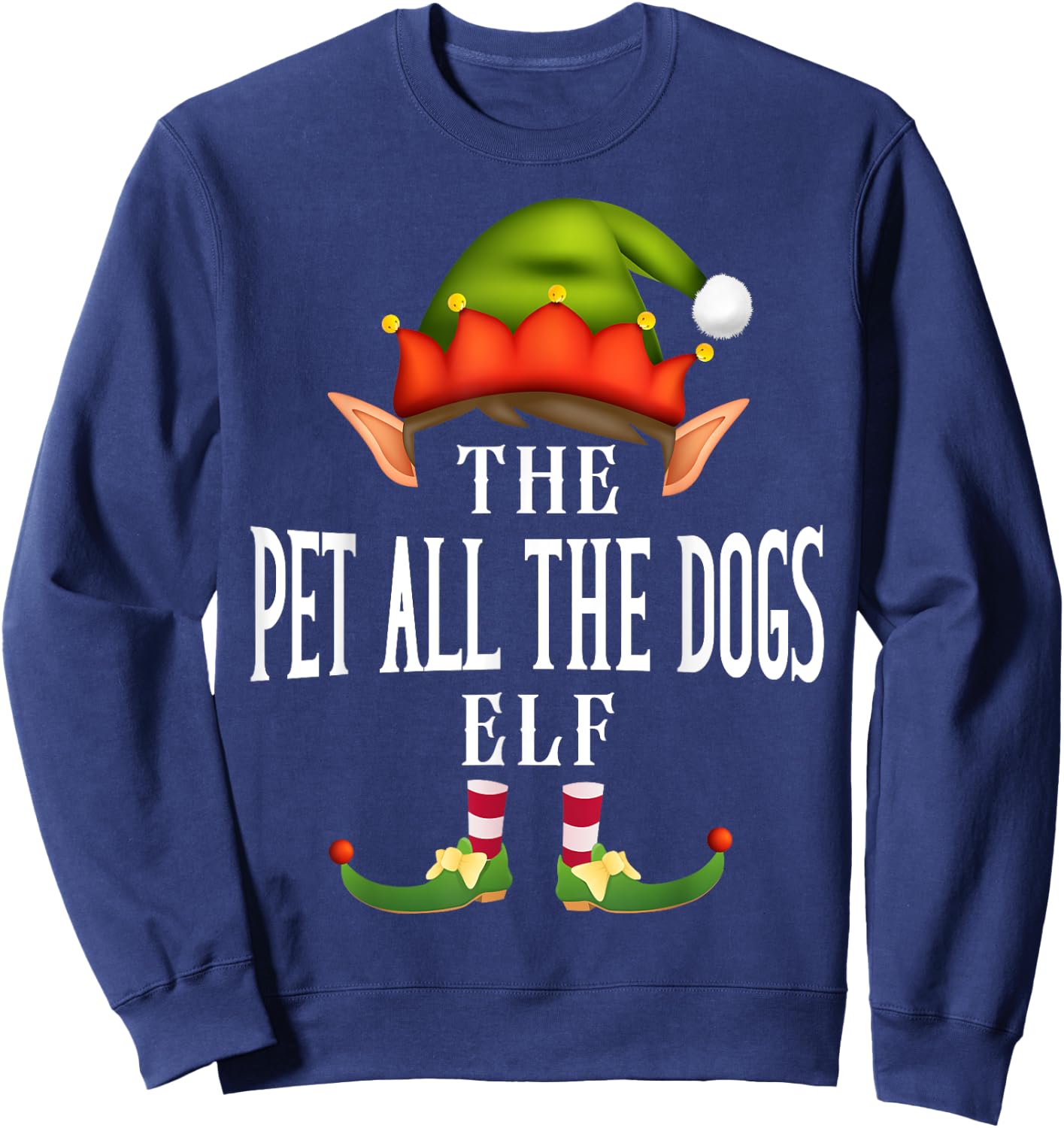 Pet all the dogs Elf Group Funny Christmas Pajama Party Sweatshirt - Sweatshirt | Navy