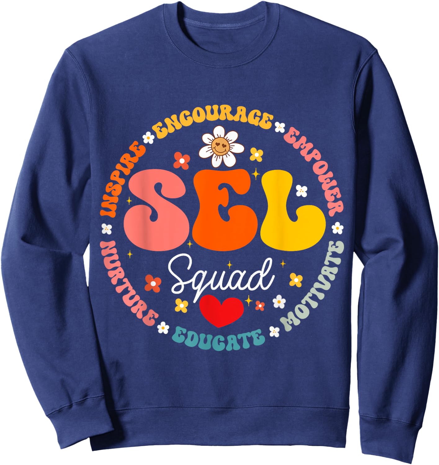 Groovy Social Emotional Learning Teacher SEL Squad Sweatshirt - Sweatshirt | Navy