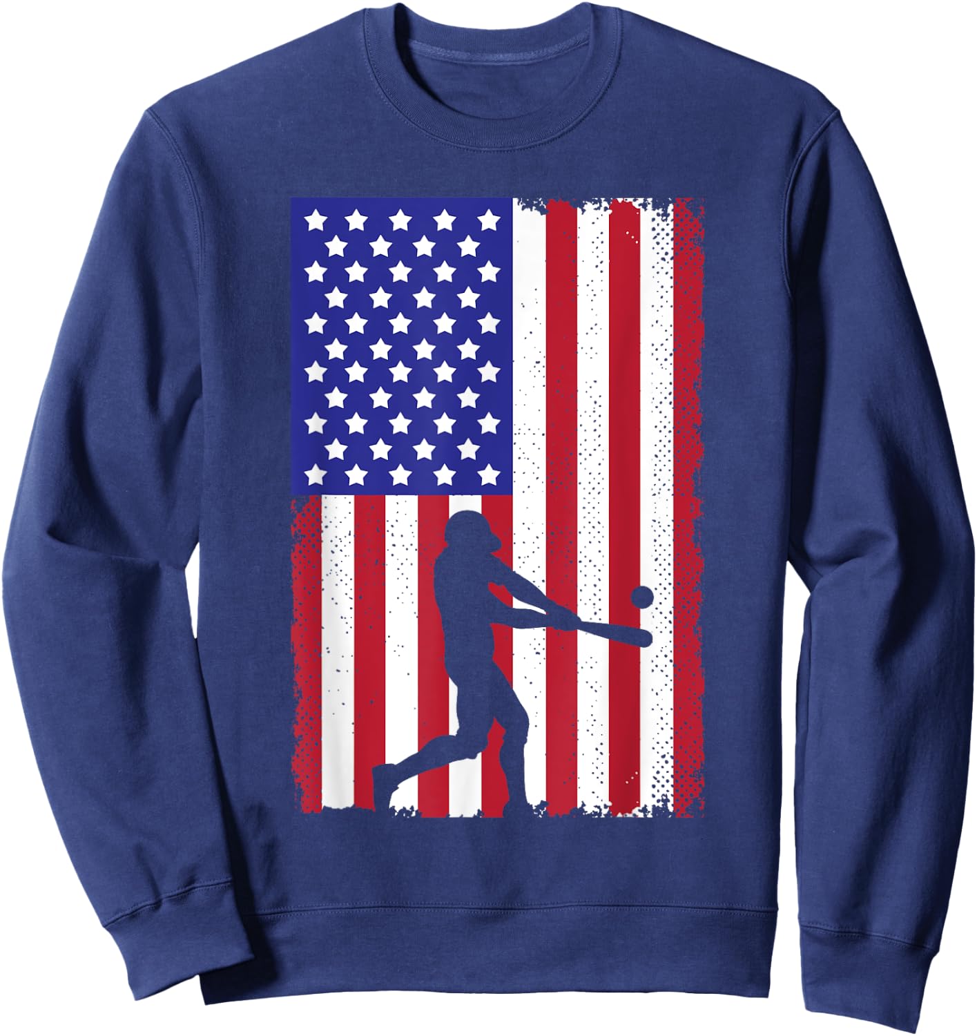 Cool Baseball Women Boys USA Player US American Flag Sweatshirt - Sweatshirt | Navy