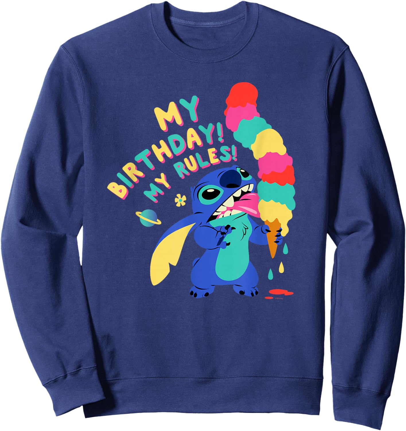 Disney Lilo & Stitch Ice Cream Cone My Birthday! My Rules! Sweatshirt - Sweatshirt | Navy