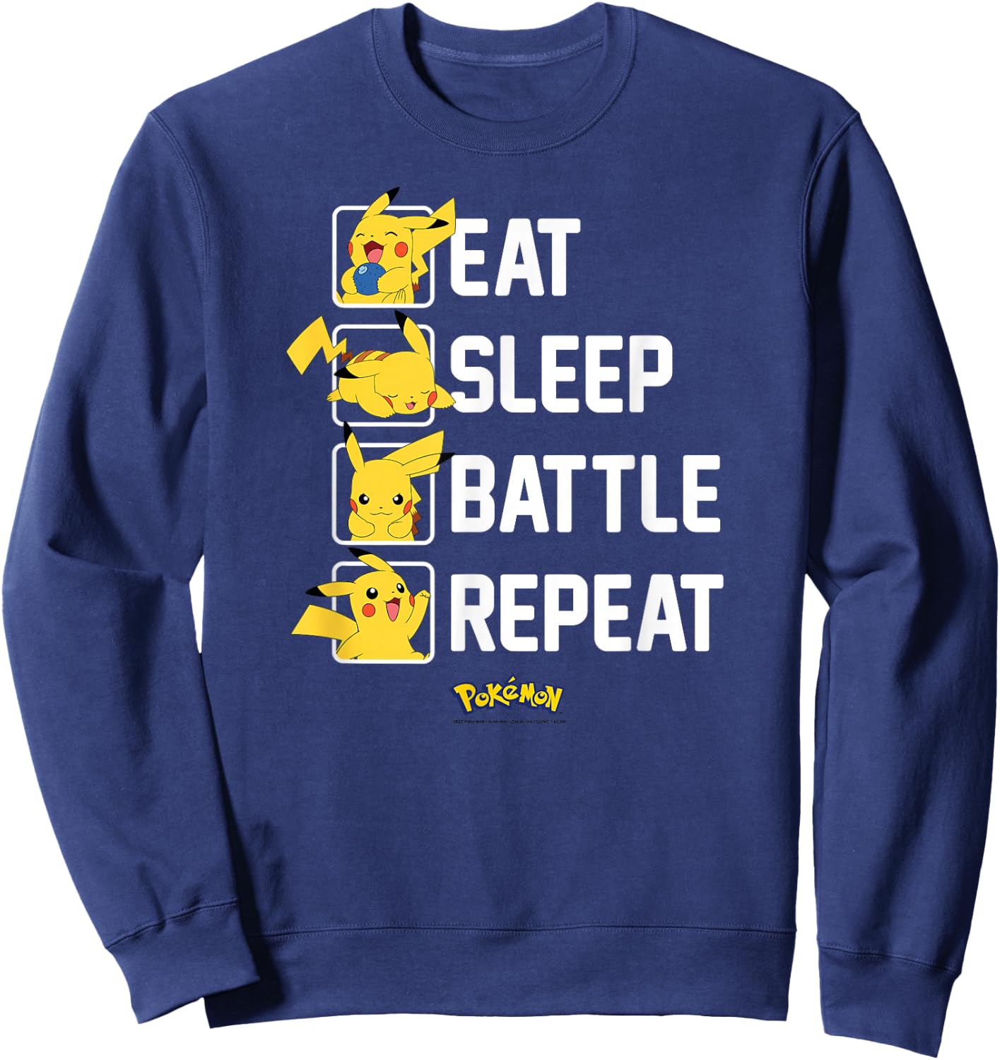 Pokémon - Eat Sleep Battle Repeat Pikachu Sweatshirt - Sweatshirt | Navy