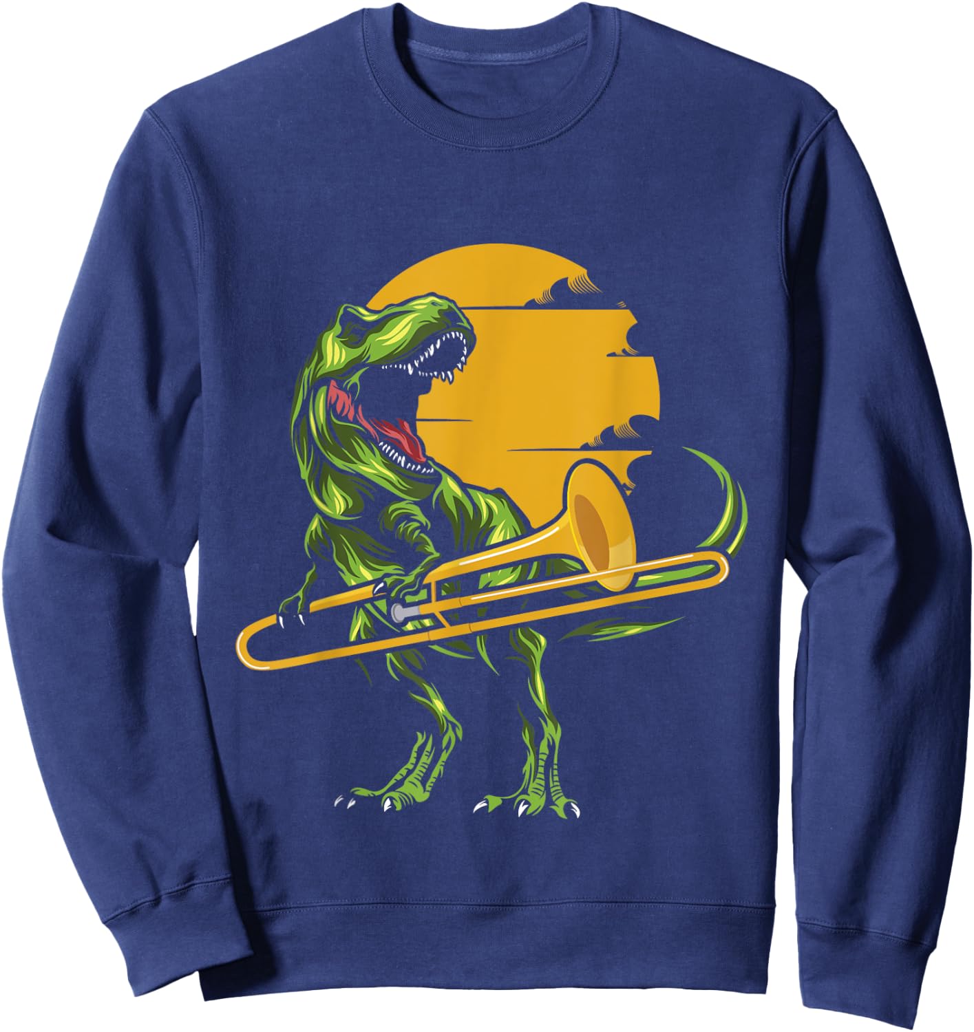 T Rex Trombone Player - Dino Trombonist Jazz Music Lover Sweatshirt - Sweatshirt | Navy