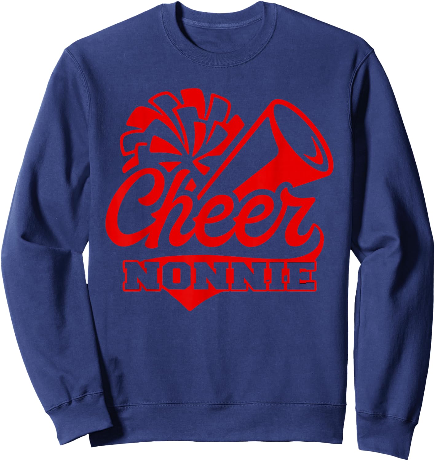 Cheer Nonnie Biggest Fan Black And Red Pom Pom Sweatshirt - Sweatshirt | Navy