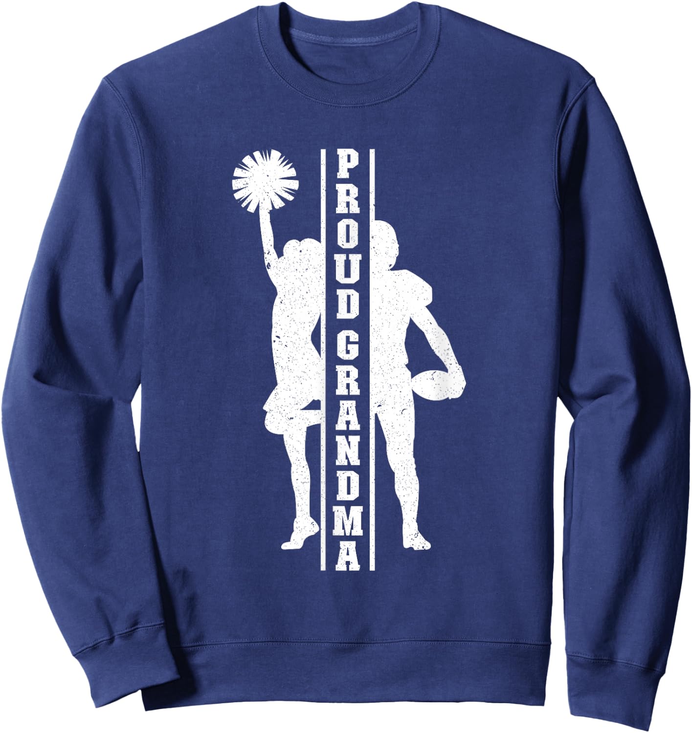 Proud Grandma Of A Football Player & Cheerleader Grandma Sweatshirt - Sweatshirt | Navy