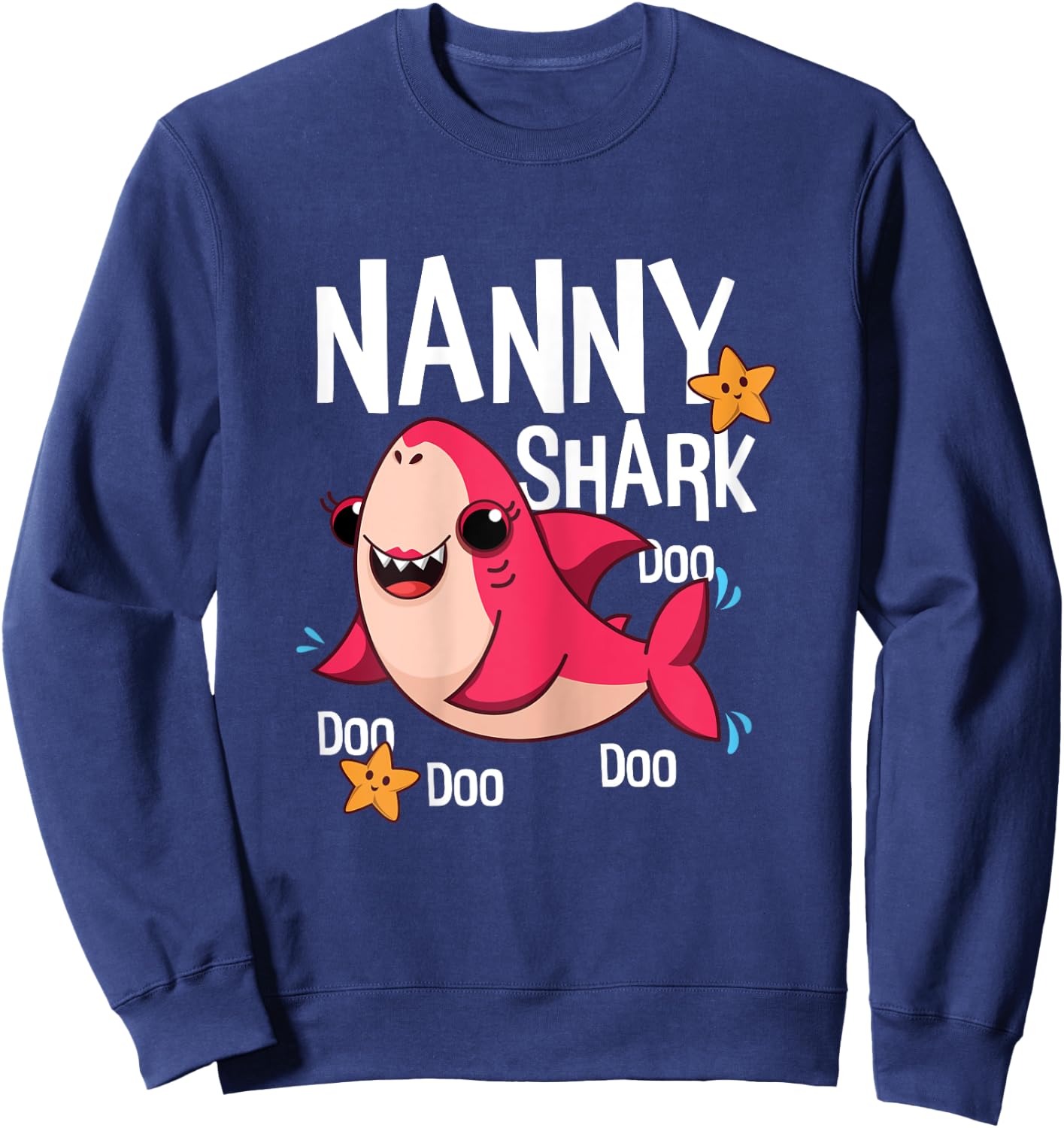 Cute Kawaii Shark Nanny Mom Mama Mommy Mother's Day Sweatshirt - Sweatshirt | Navy