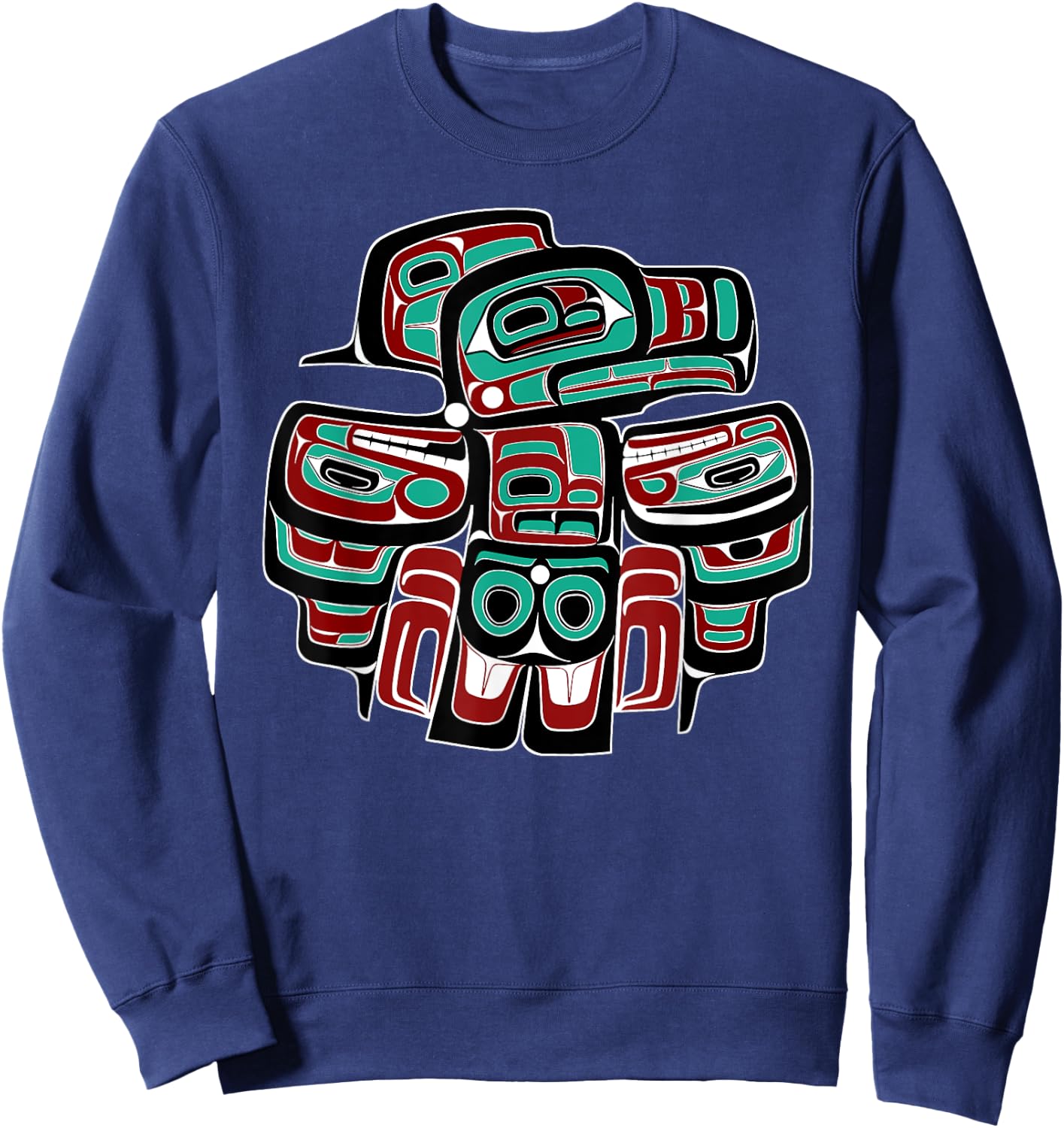 Alaska Native American Art Tlingit Haida Eagle Tribal Clan 2 Sweatshirt - Sweatshirt | Navy