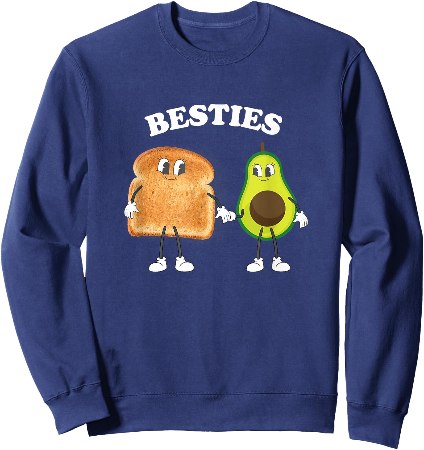 Avocado On Toast Cartoon Best Friends Bestie Besties Vegan Sweatshirt - Sweatshirt | Navy