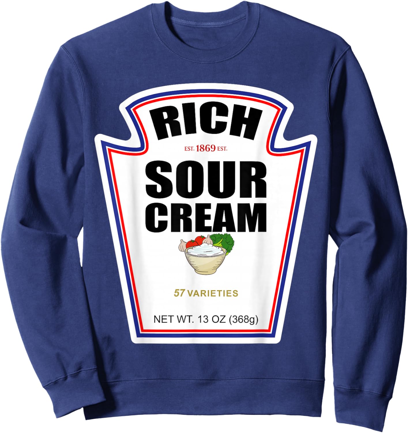 Halloween Matching Costume Rich Sour Cream Bottle Label Sweatshirt - Sweatshirt | Navy