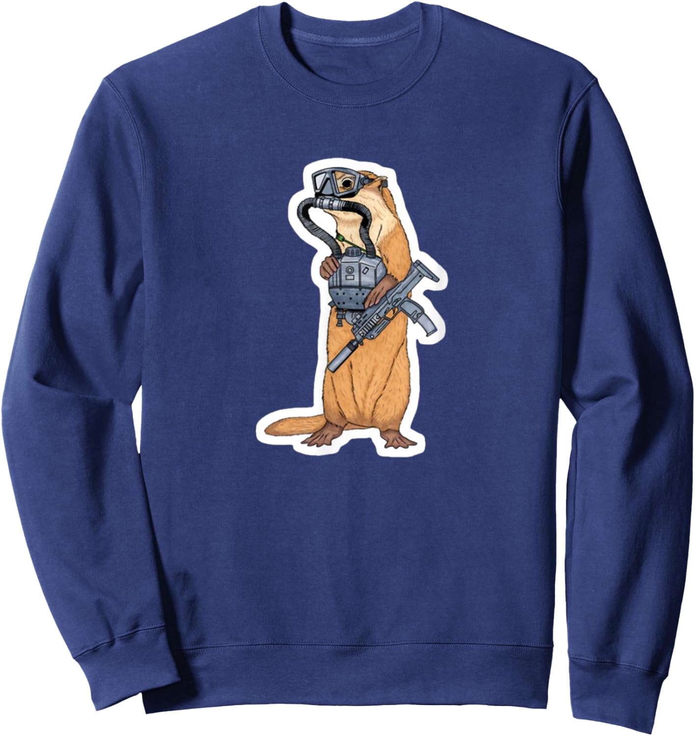 Cute Tactical Operator Military Otter Veteran Sweatshirt - Sweatshirt | Navy