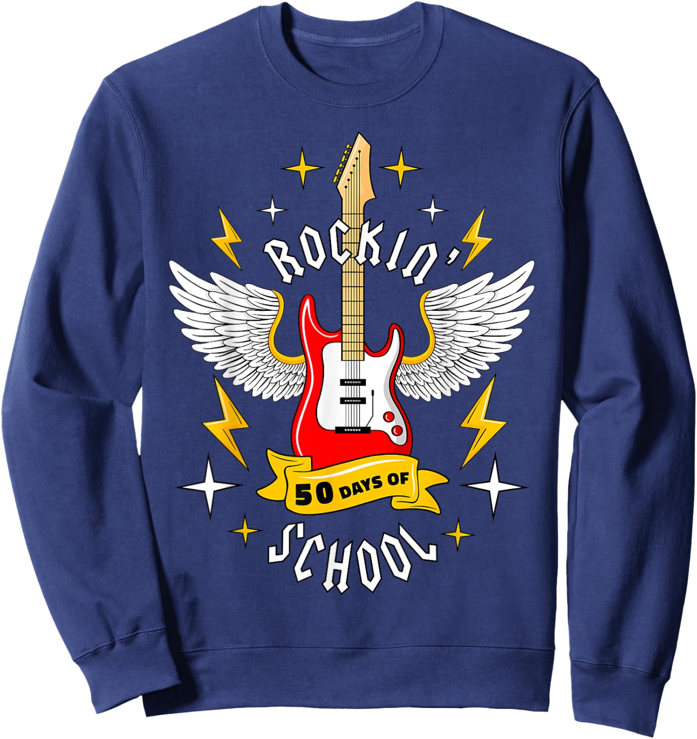 Rockin 50 Days of School 50th Day of School Teacher Student Men Women Girls Kids Sweatshirt - Sweatshirt | Navy