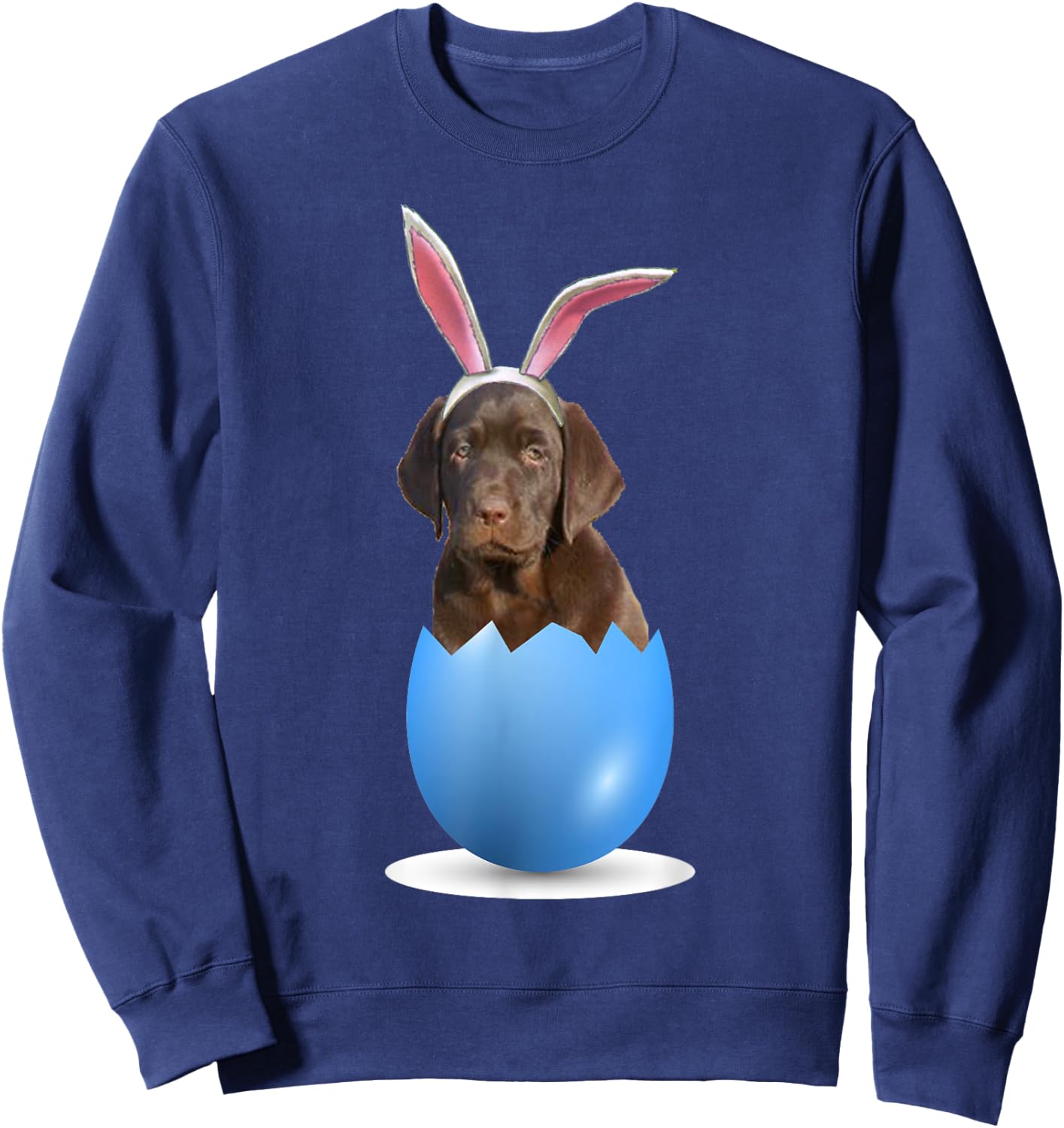 Chocolate Lab Retriever Dog Easter Bunny Egg Hunting Sunday Women Sweatshirt - Sweatshirt | Navy