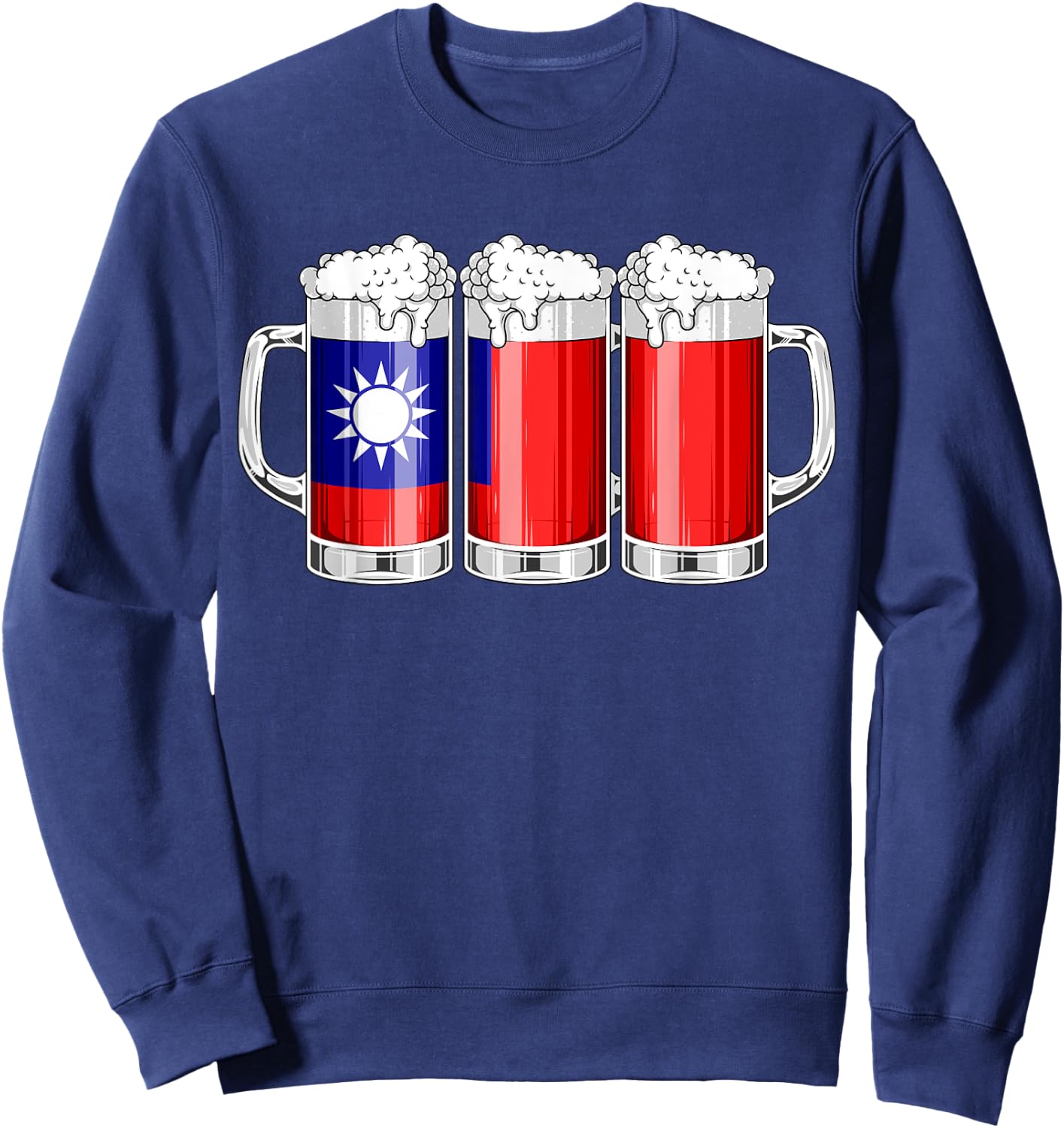Beer Taiwanese Shirt - Beer Taiwan Flag Patriotic Women Men Sweatshirt - Sweatshirt | Navy