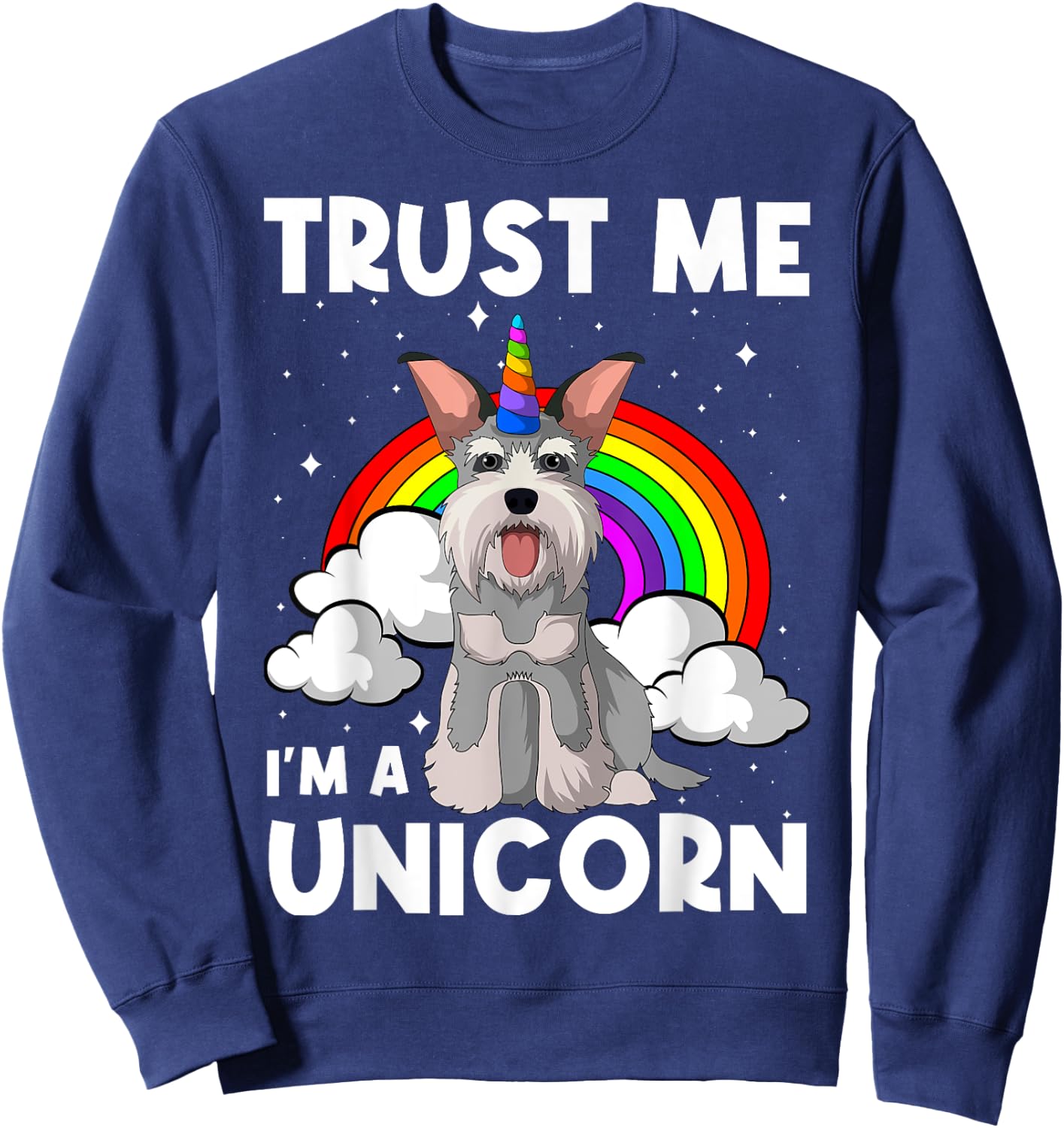 Schnauzer Unicorn Wire-Haired Pinscher Whiskered Snout Dog Men Women Girls Kids Sweatshirt - Sweatshirt | Navy