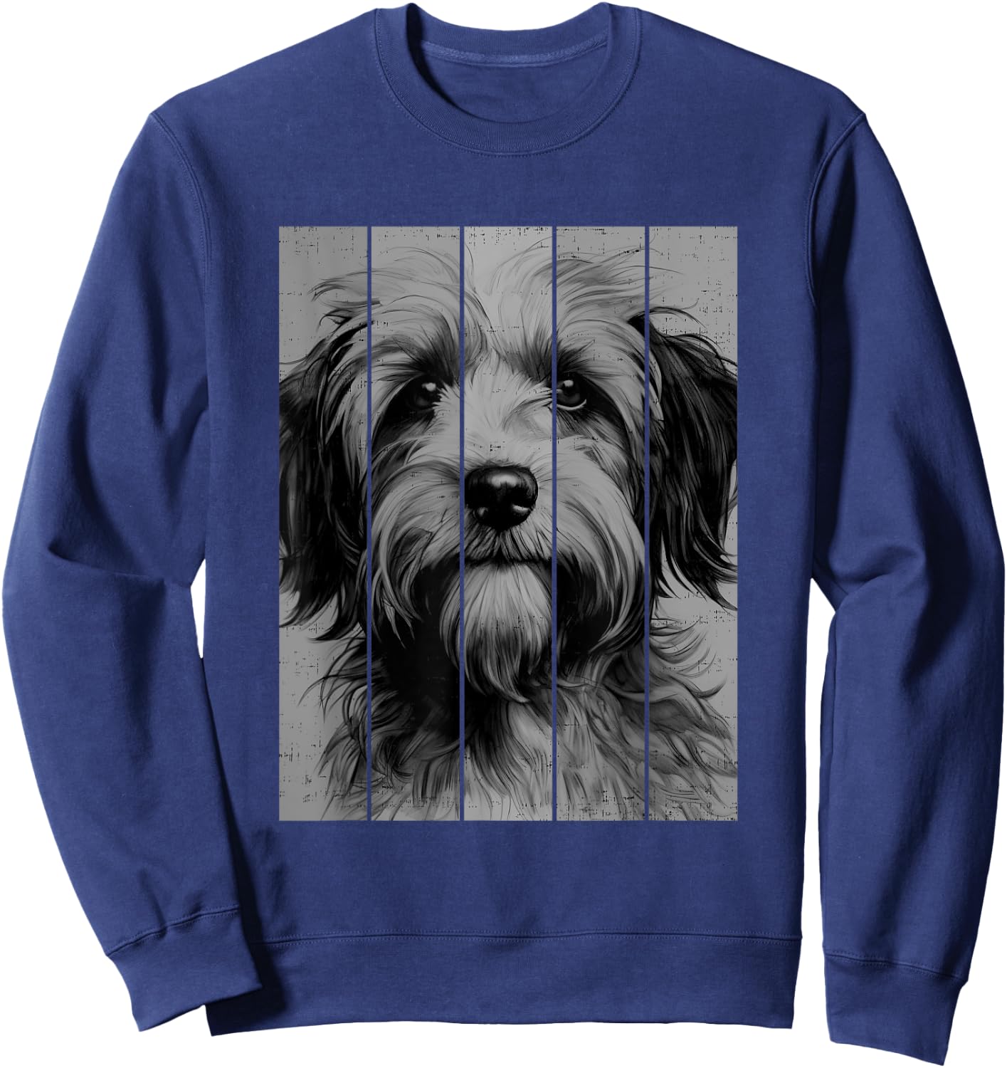 Cool Tibetan Terrier Portrait Black And White Style Sweatshirt - Sweatshirt | Navy