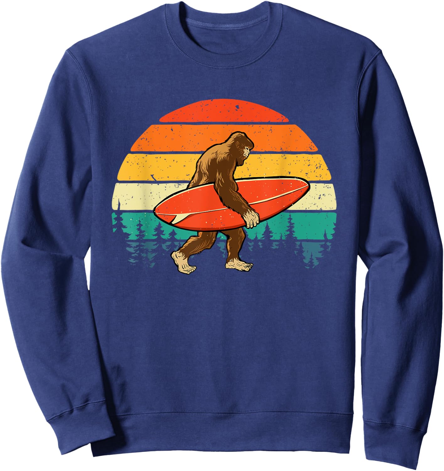 Bigfoot Surfer - Retro Surfingboard Surfing Beach Surfboard Sweatshirt - Sweatshirt | Navy