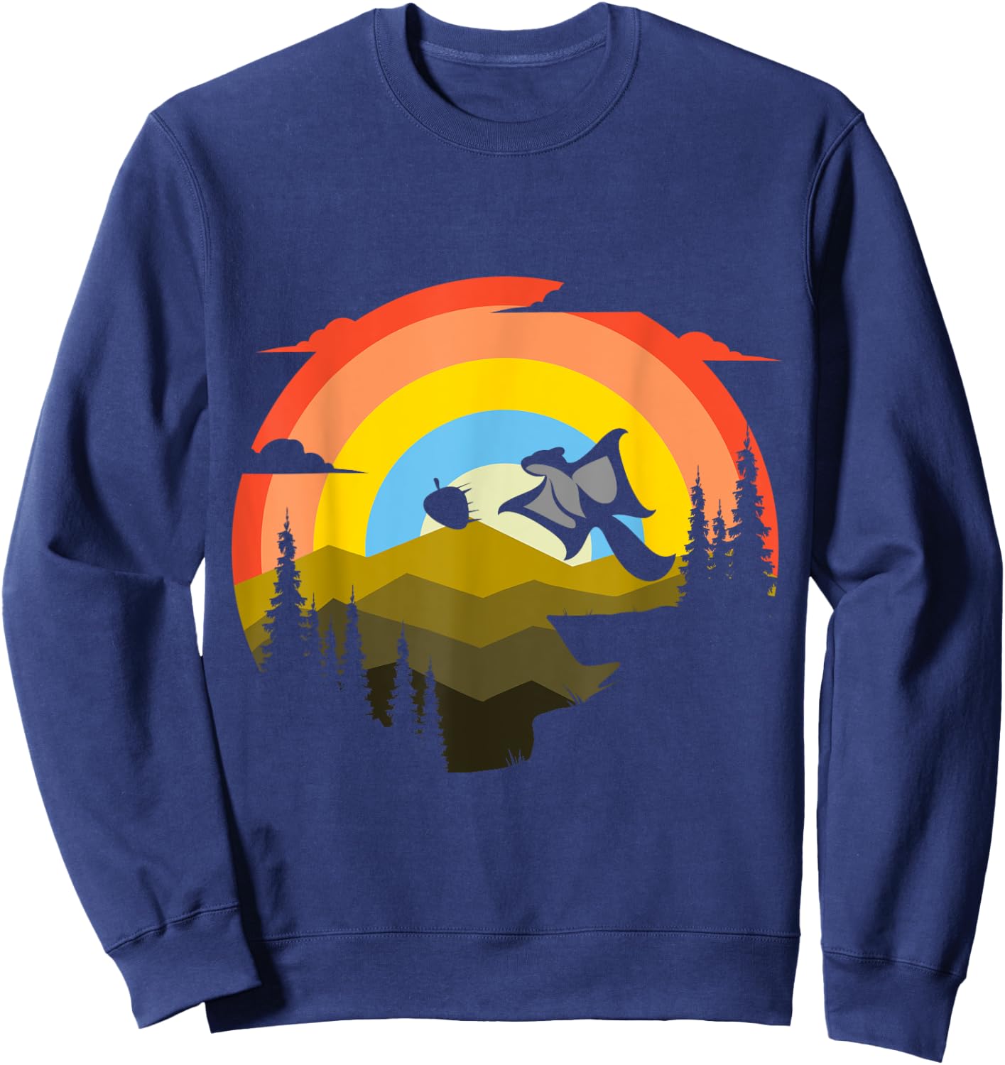 Squirrel Flying Retro Forest Animal Nut Sweatshirt - Sweatshirt | Navy