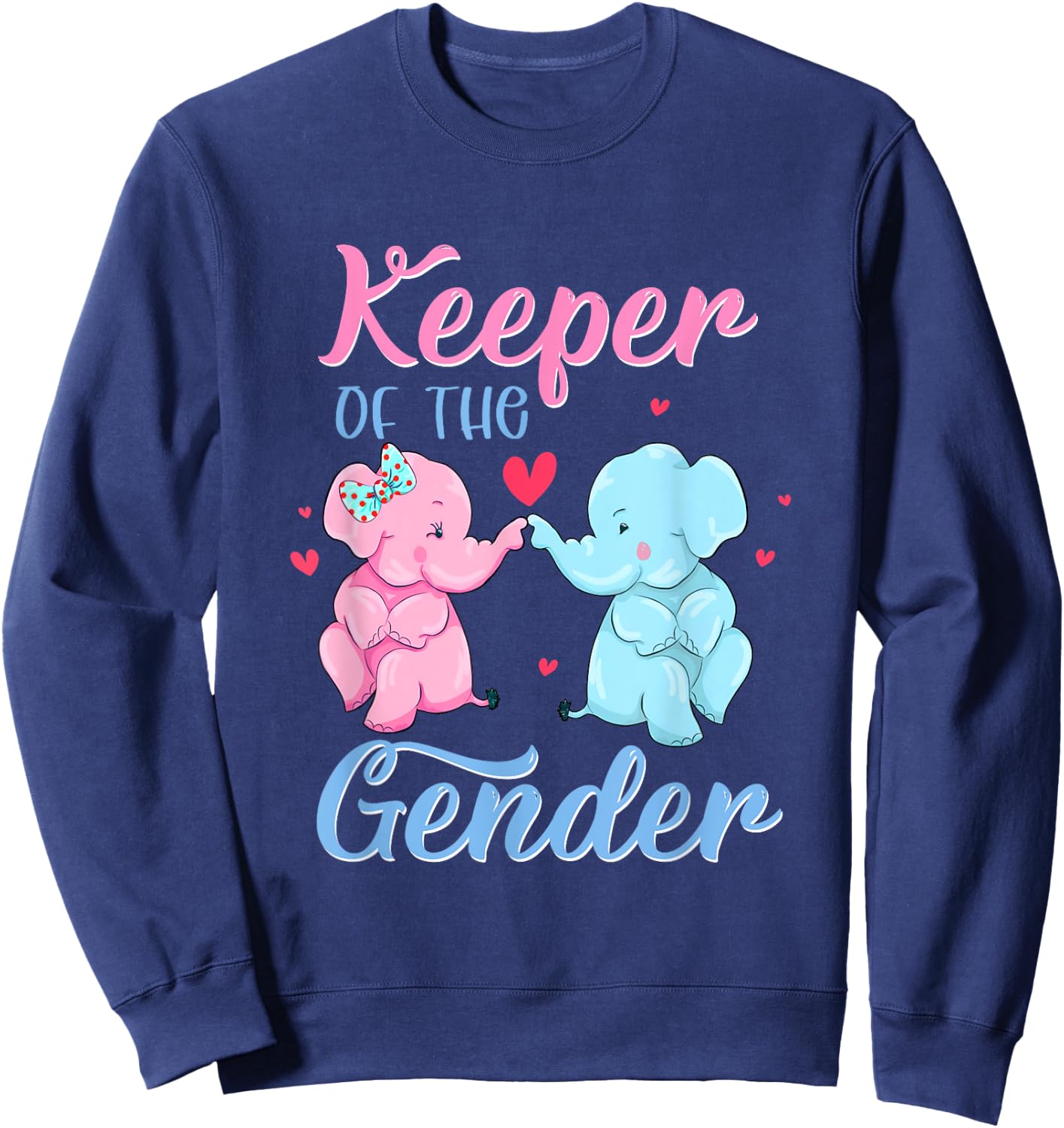 Keeper of The Gender Elephant Pink or Blue Gender Reveal Sweatshirt - Sweatshirt | Navy