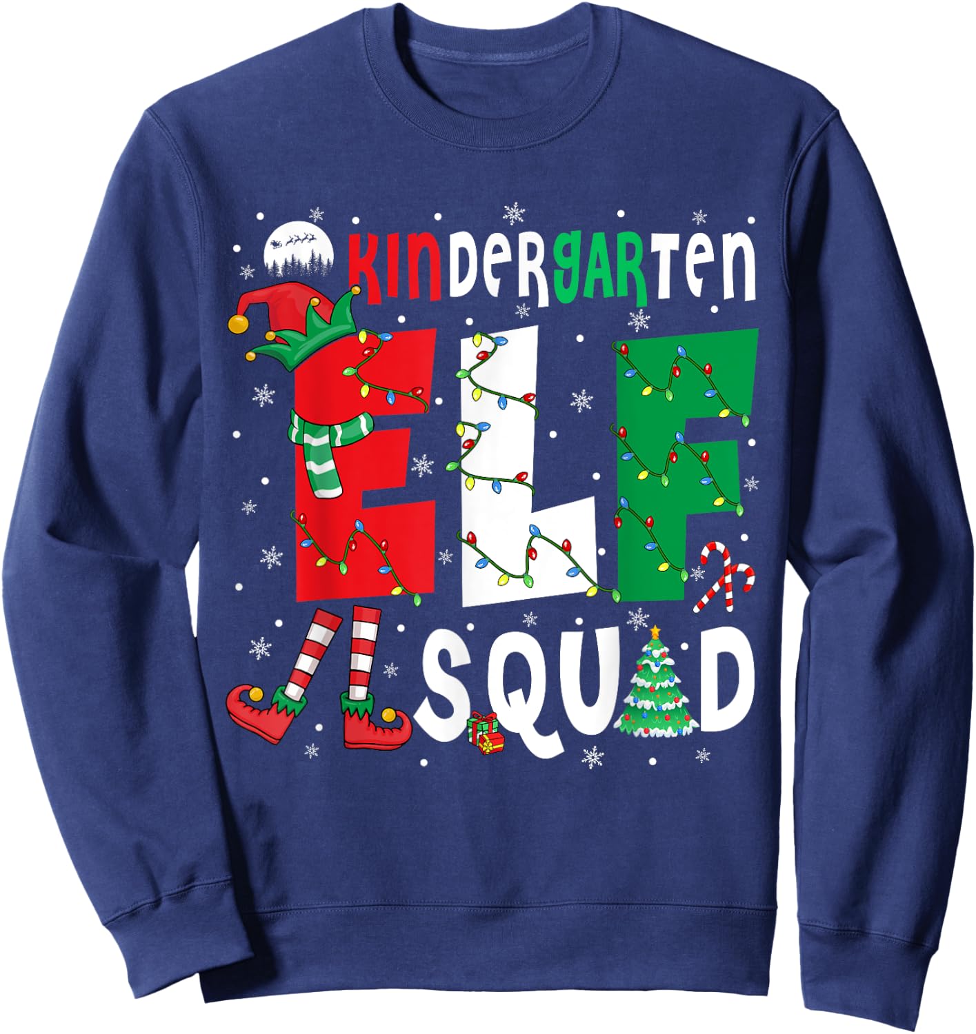 Kindergarten Elf Squad Christmas Elf Costume Student Teacher Men Women Kids Sweatshirt - Sweatshirt | Navy