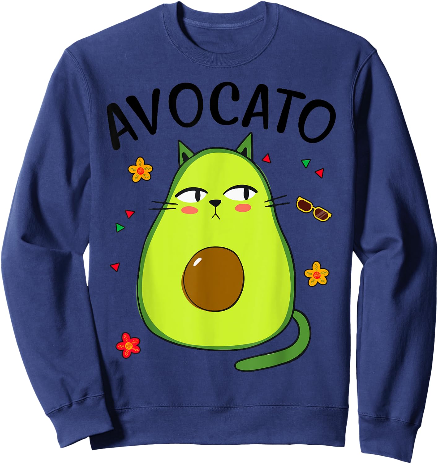 Avocato Avocado Cat Shirt Cinco Mayo Funny Mexican Men Women Sweatshirt - Sweatshirt | Navy